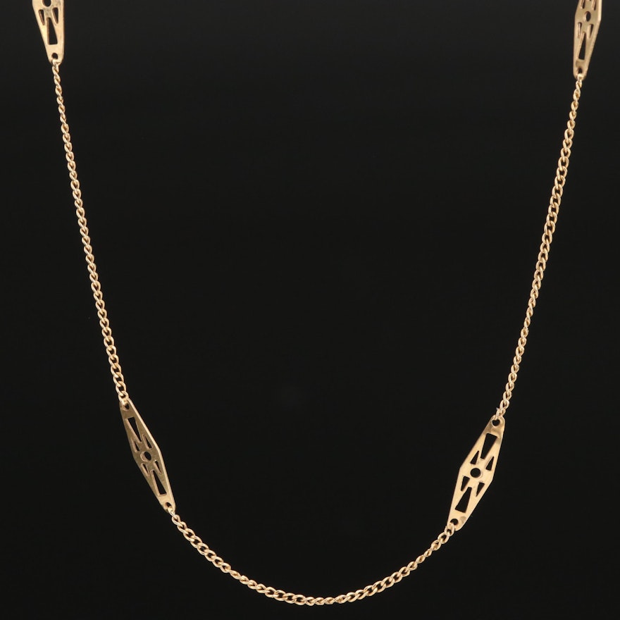 14K Station Necklace