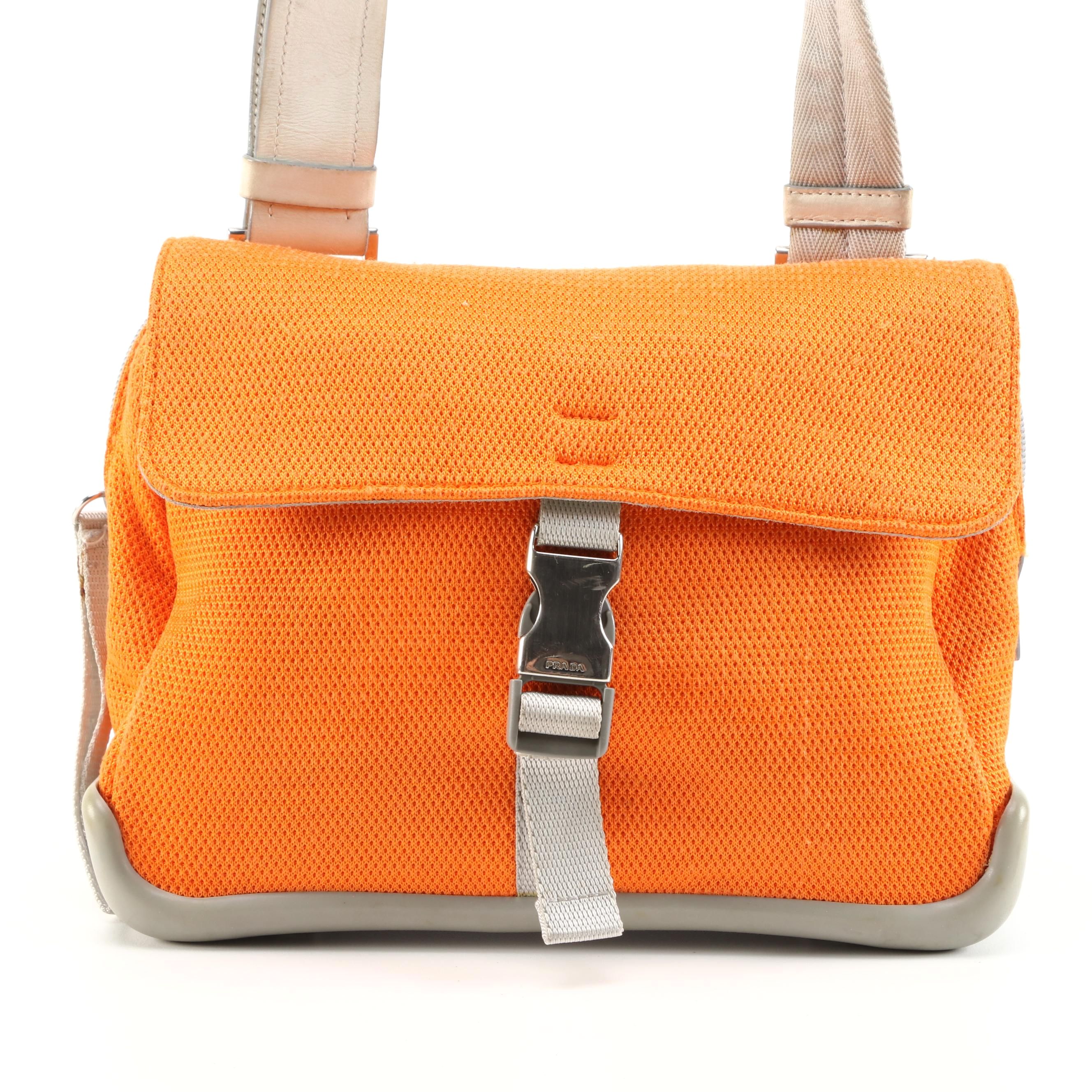 Prada Sport Orange/Gray Front Flap Shoulder Bag