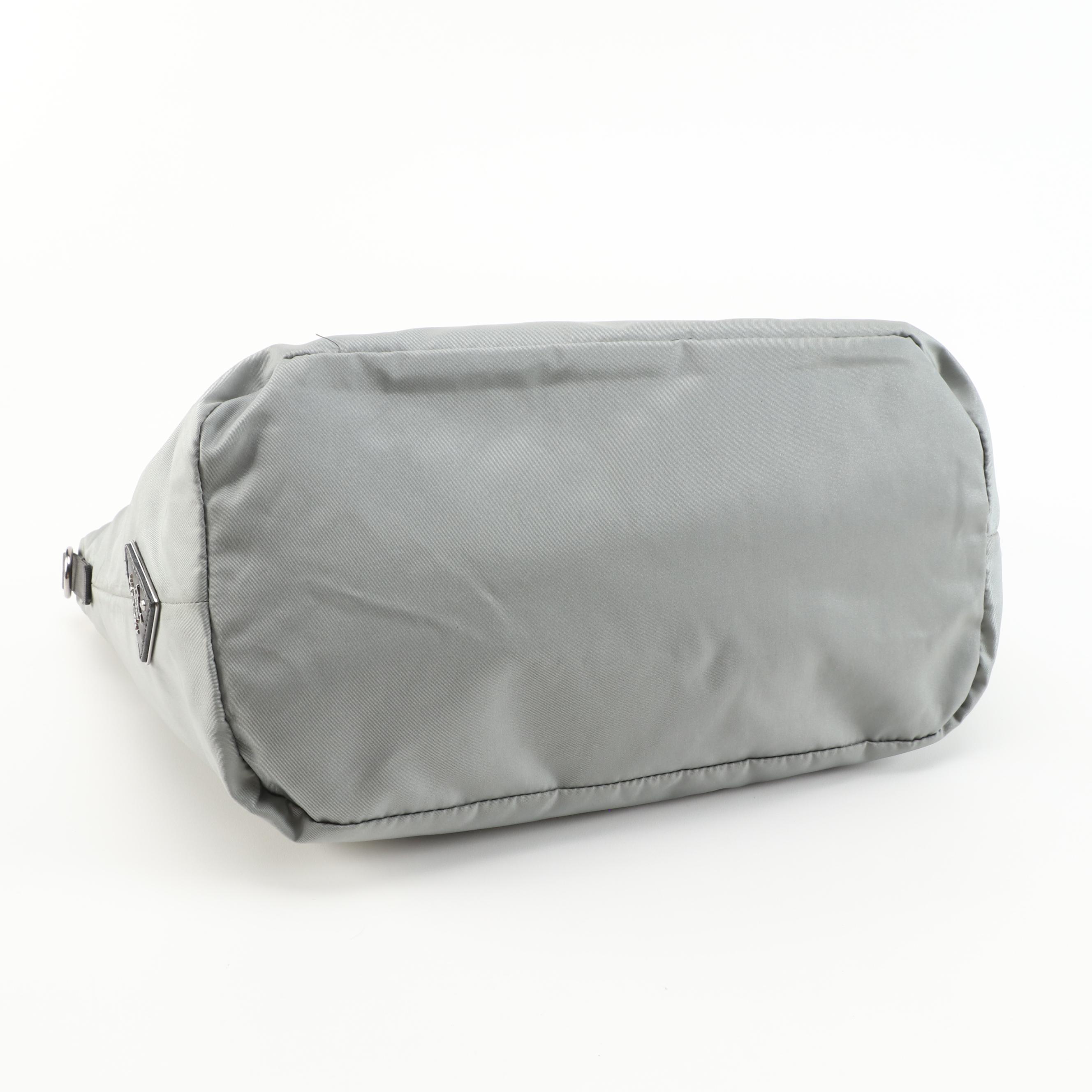 Prada Olive and Gray Tessuto Nylon Reversible Two-Way Tote Bag