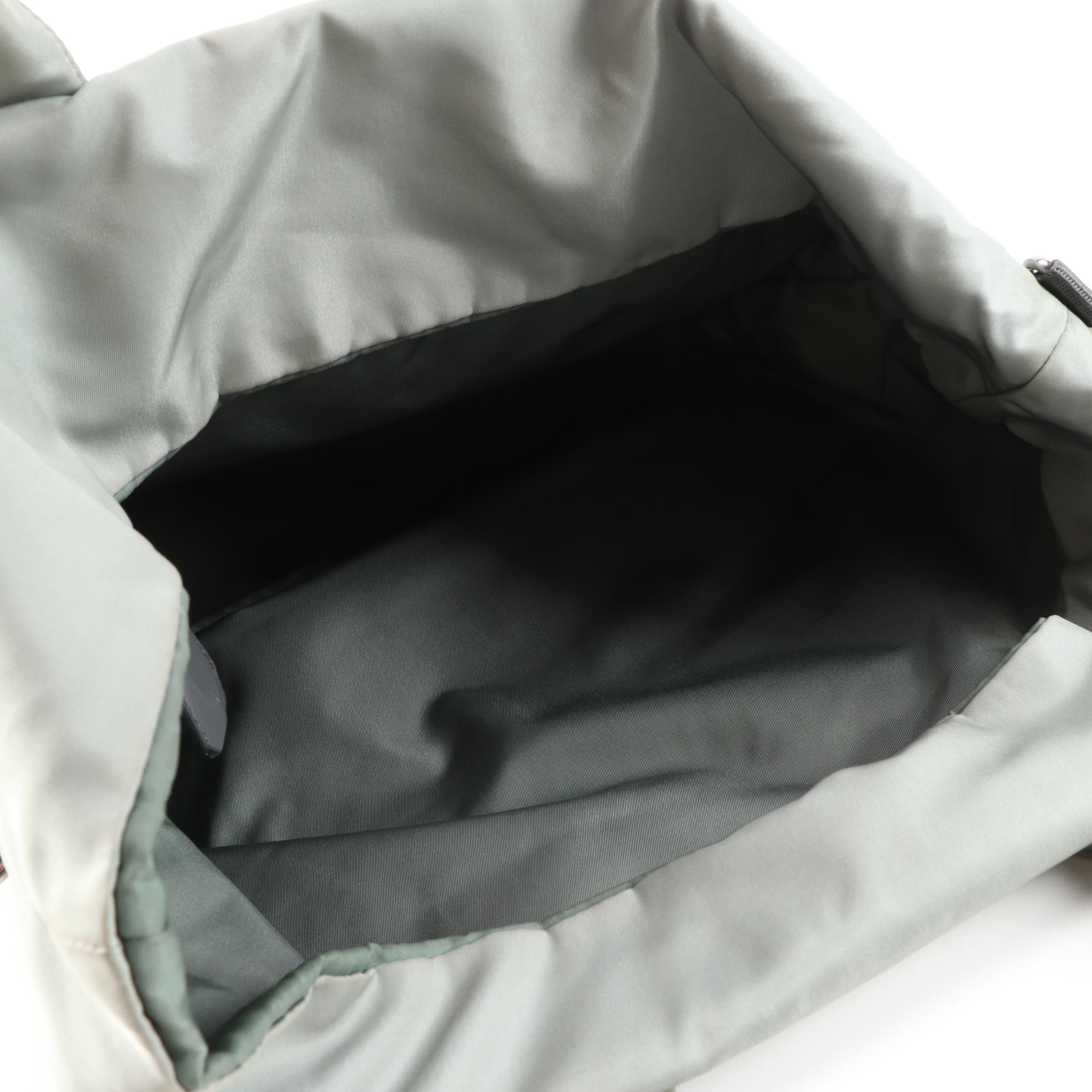 Prada Olive and Gray Tessuto Nylon Reversible Two-Way Tote Bag