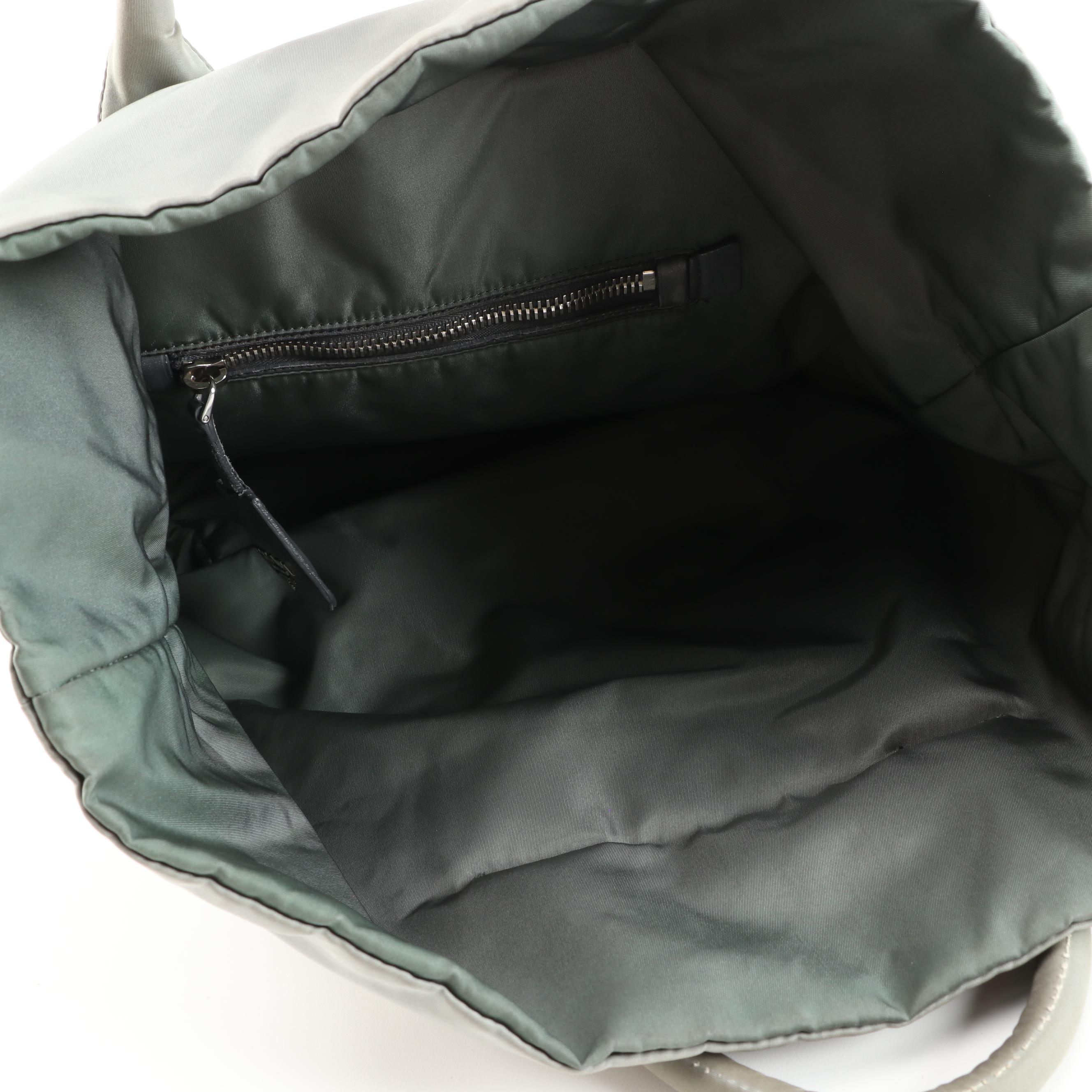 Prada Olive and Gray Tessuto Nylon Reversible Two-Way Tote Bag