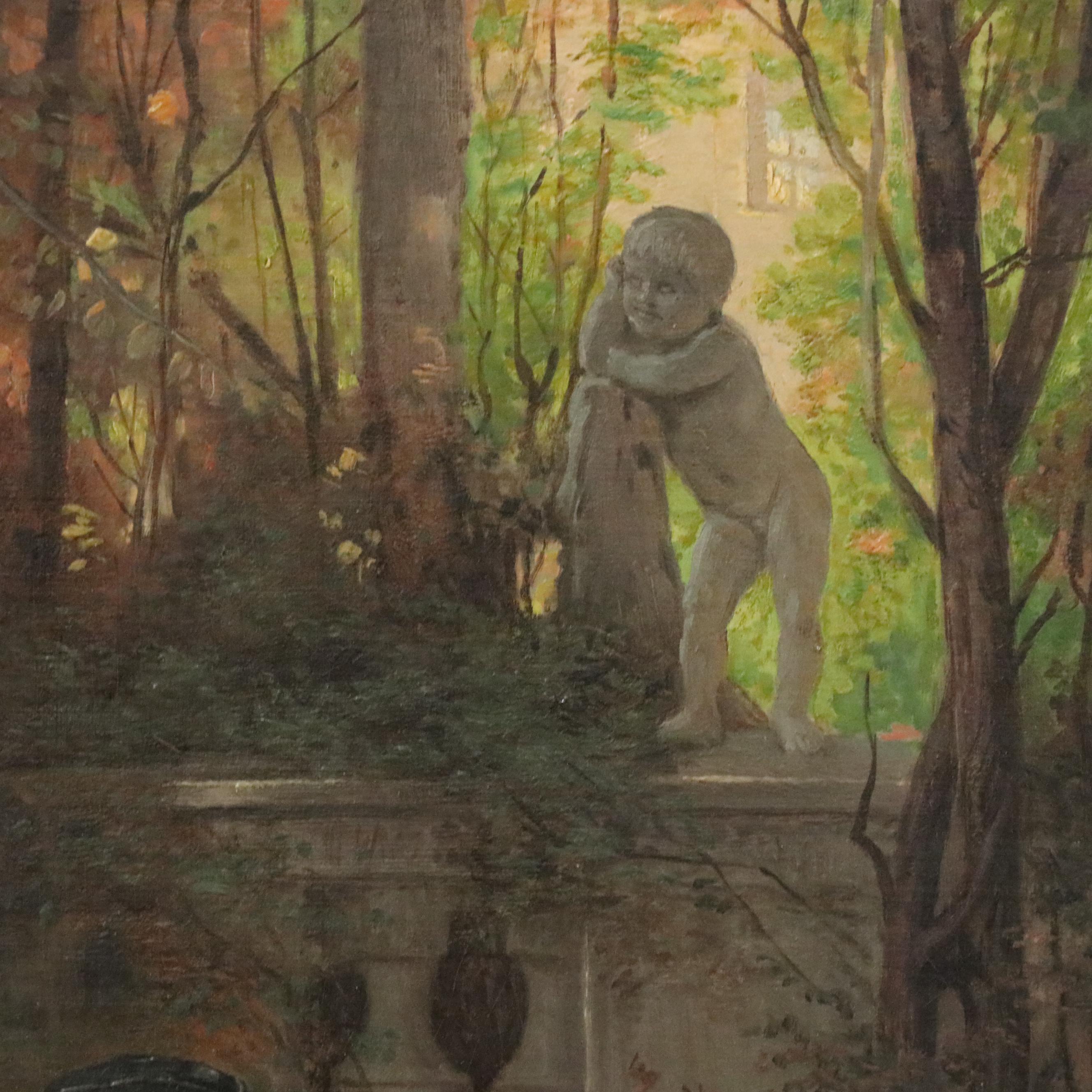 After Friedrich August von Kaulbach Oil Painting "Lovers in the Garden"