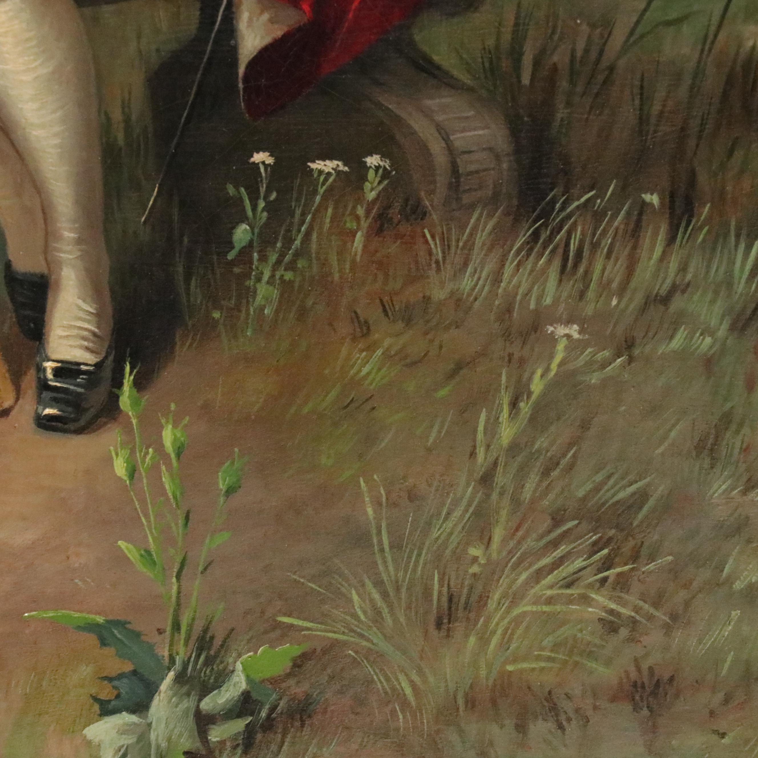 After Friedrich August von Kaulbach Oil Painting "Lovers in the Garden"