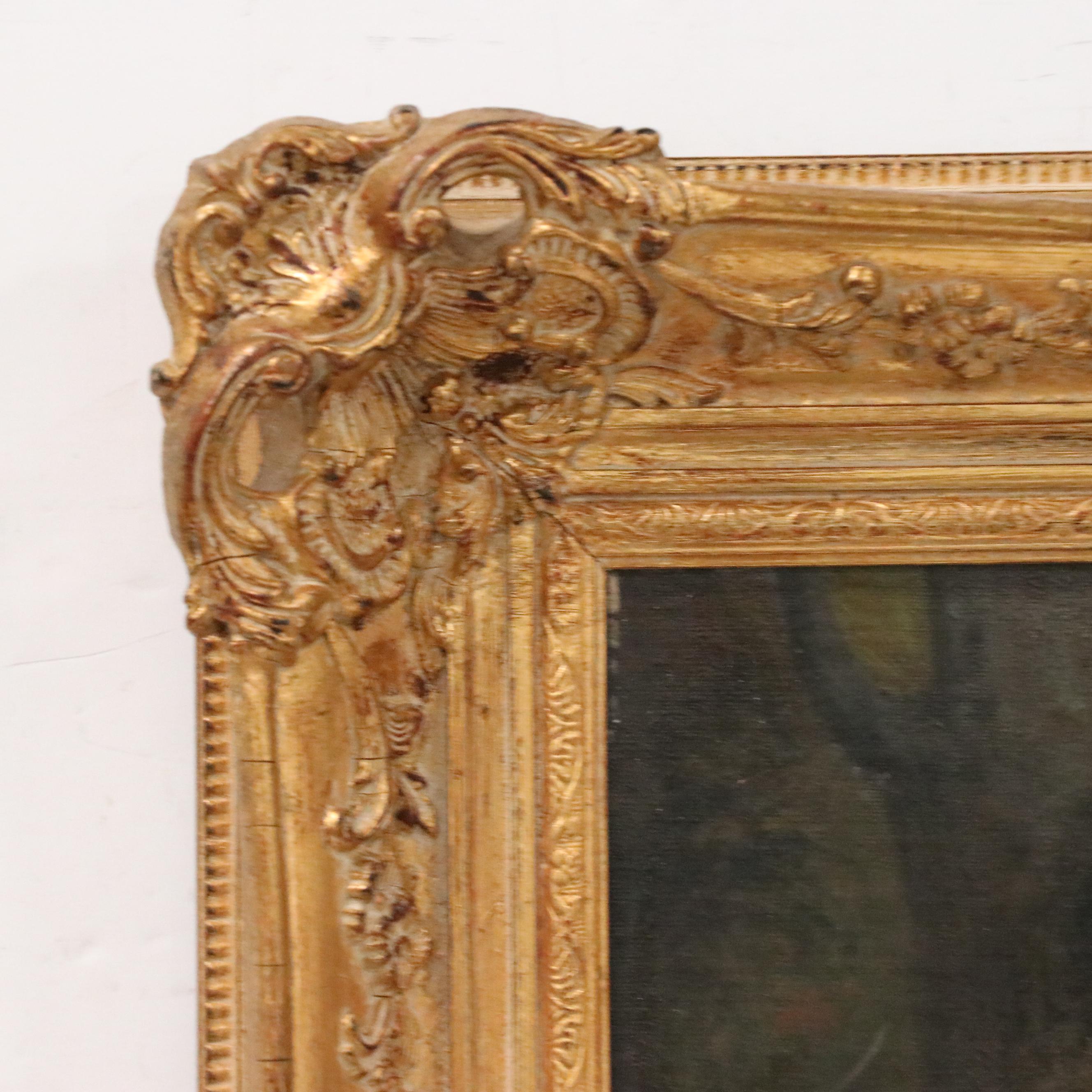 After Friedrich August von Kaulbach Oil Painting "Lovers in the Garden"