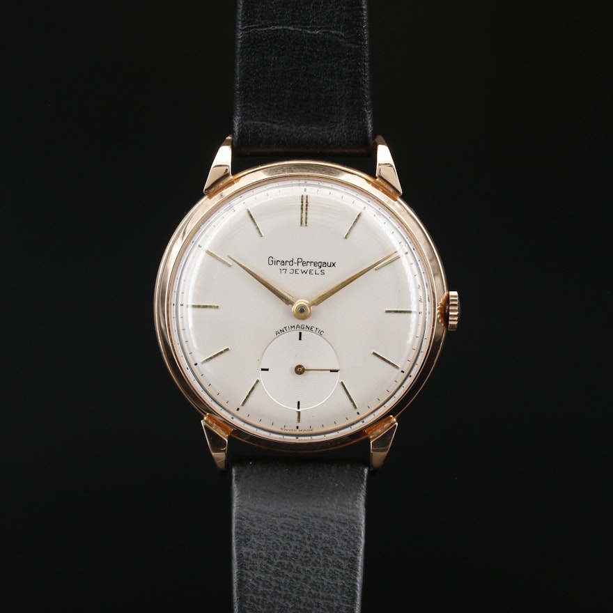 Vintage Girard - Perregaux 18K Rose Gold Stem Wind Wristwatch, Circa 1945