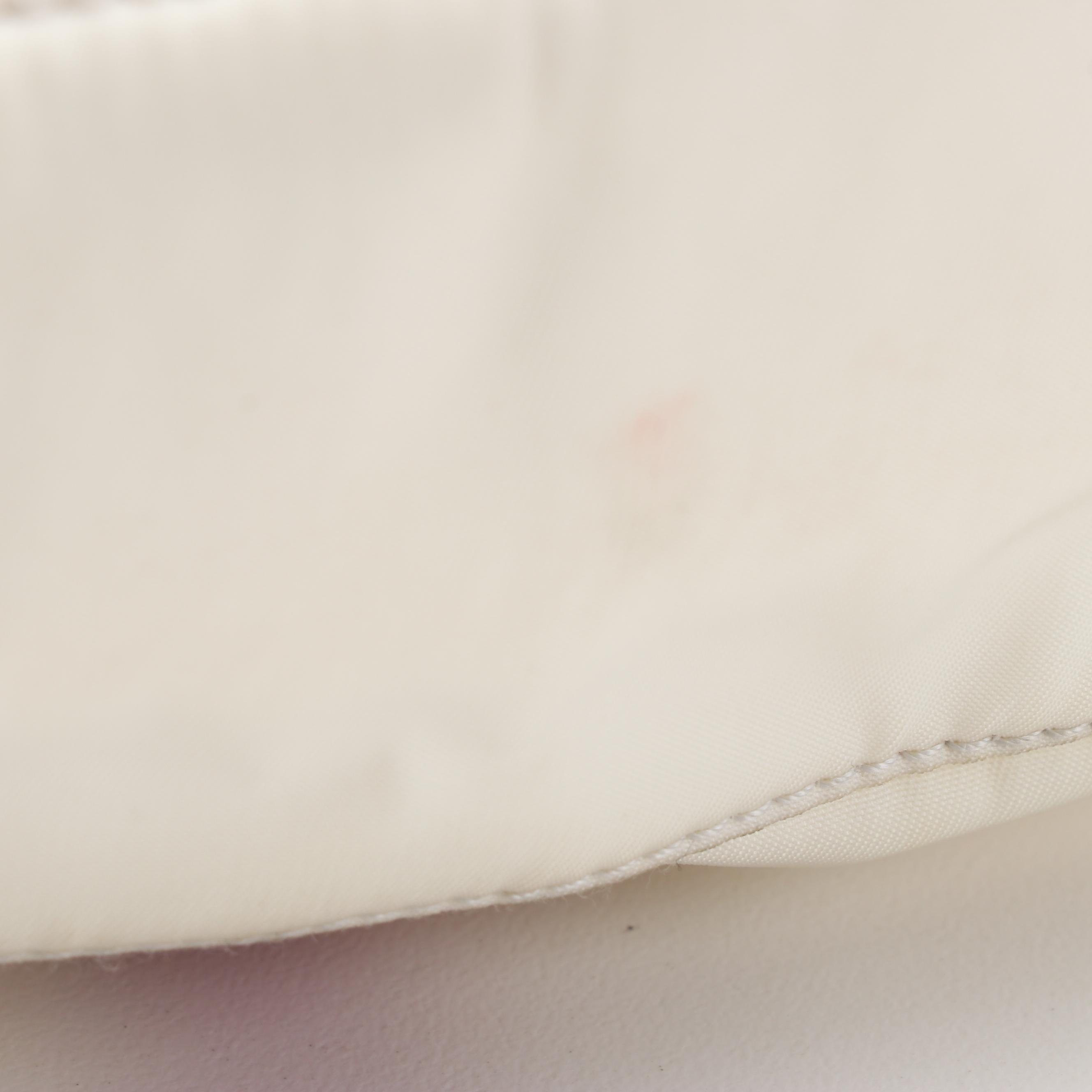 Prada Two-Way Handbag in White Nylon with Dark Pink Leather Trim and Tassel