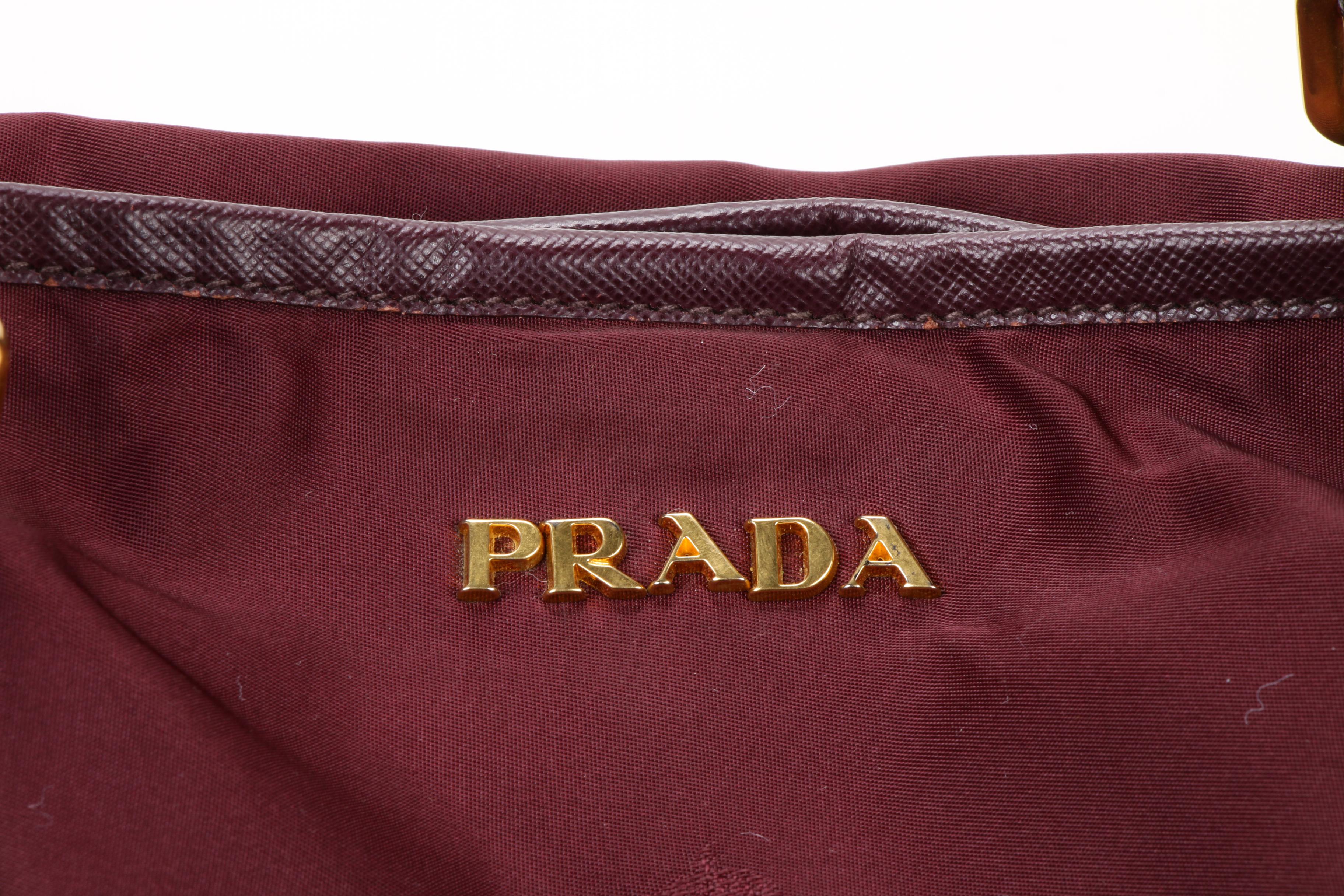 Prada Tote Bag in Plum Tessuto Nylon and Saffiano Leather