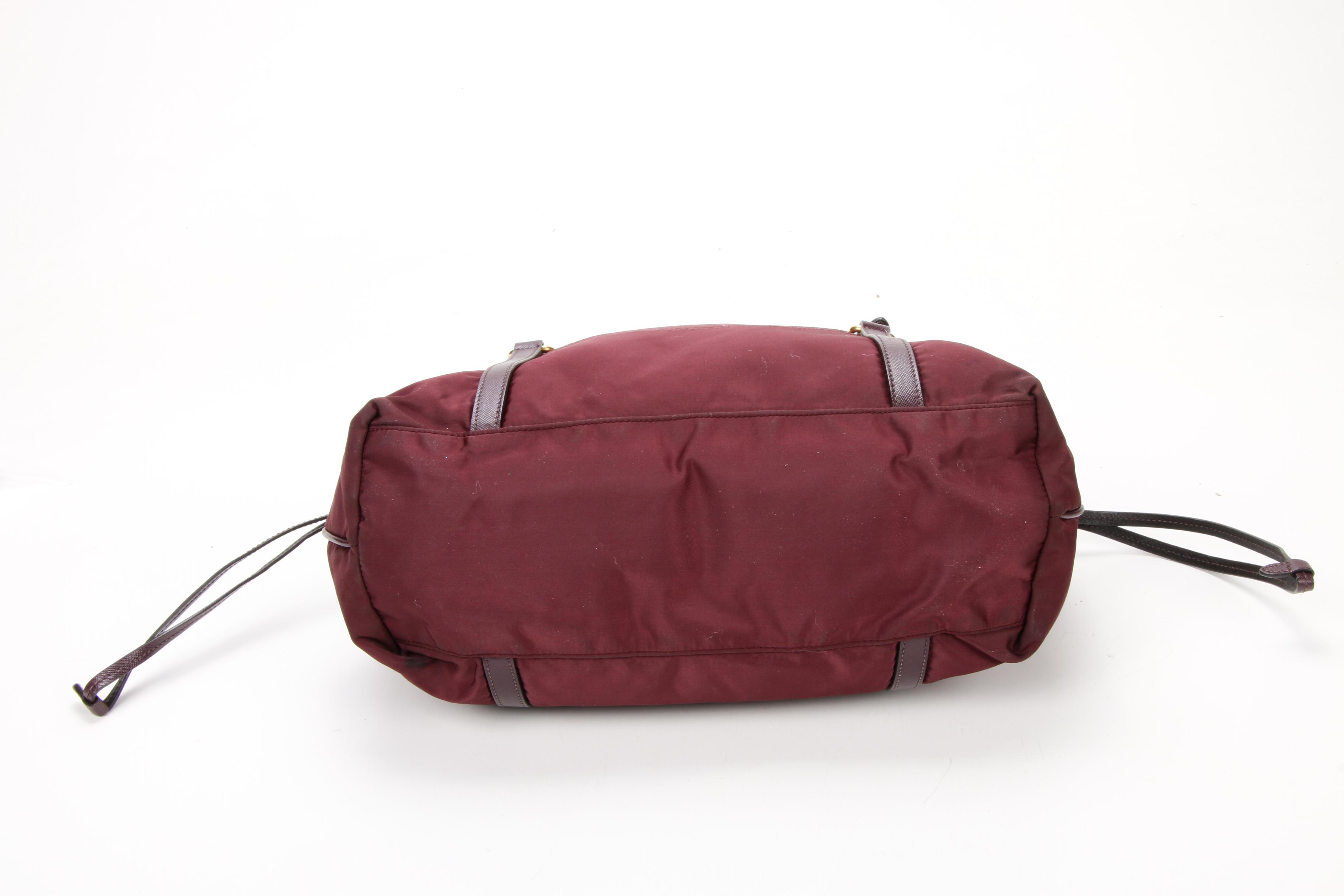 Prada Tote Bag in Plum Tessuto Nylon and Saffiano Leather