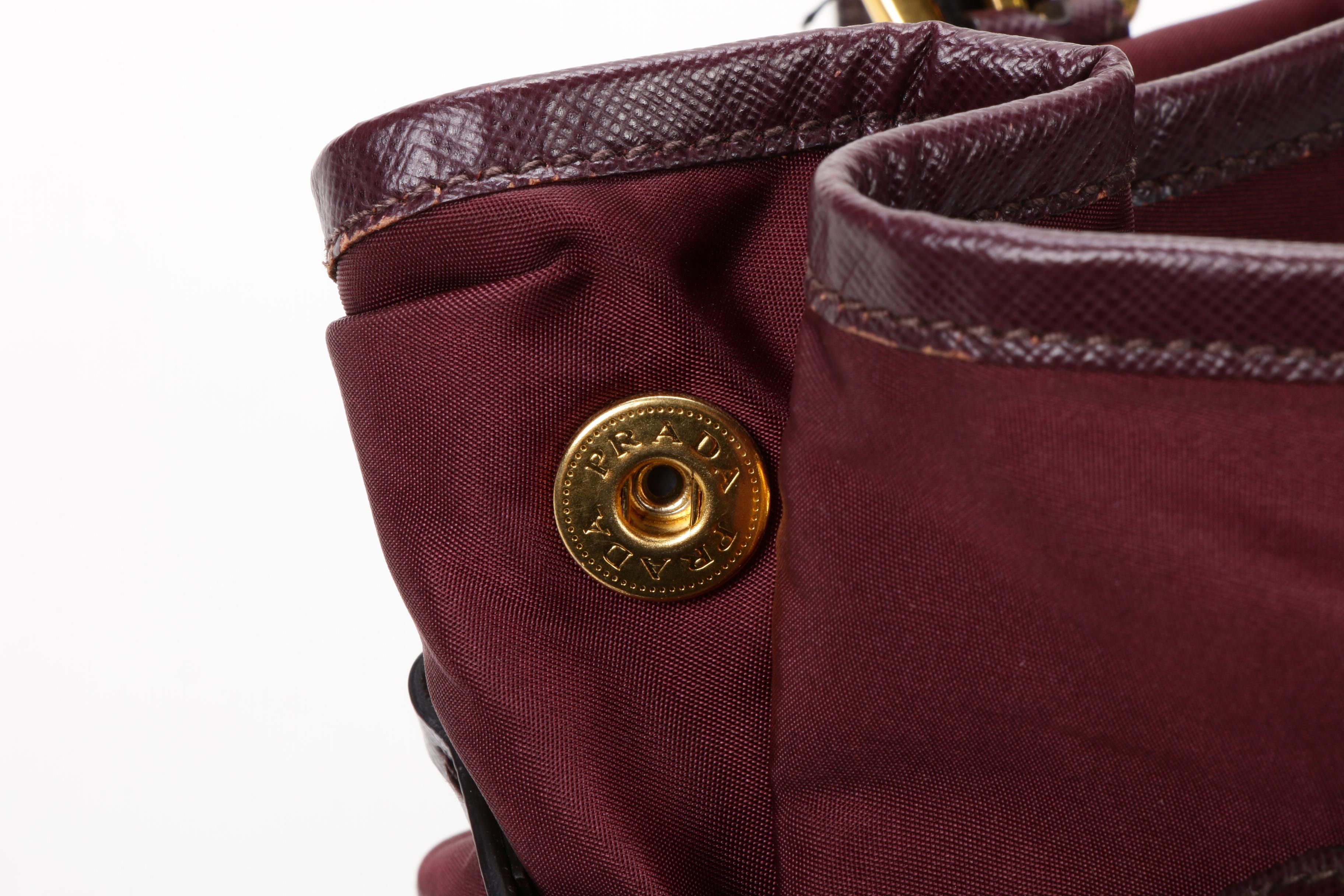 Prada Tote Bag in Plum Tessuto Nylon and Saffiano Leather