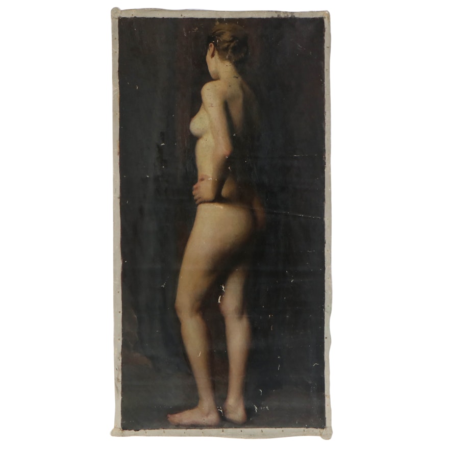 Richard B. Coe Oil Painting of Standing Female Nude