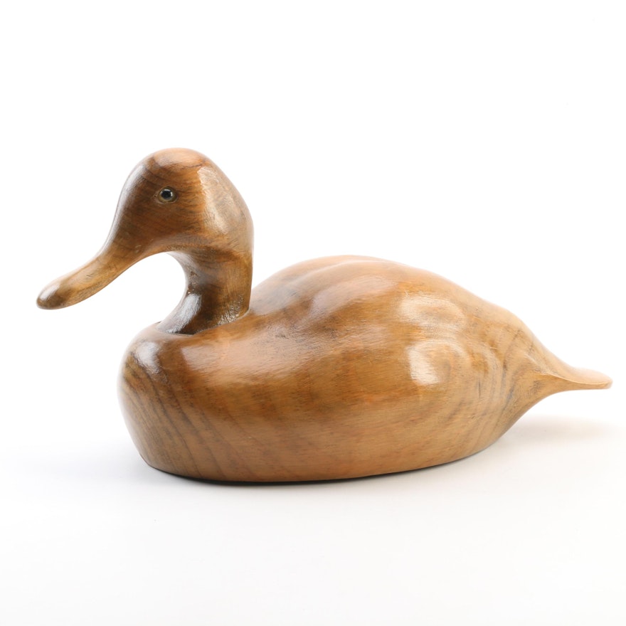 Don Mainis Hand-Carved Pine Wood Blue Bill Duck