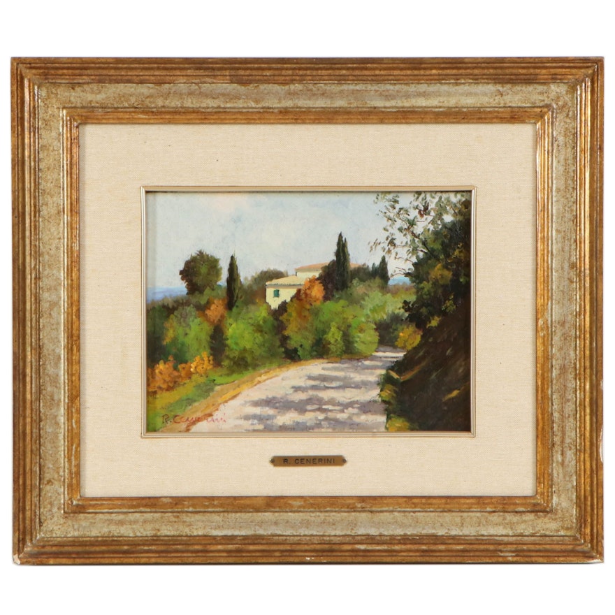 Remo Cenerini Tuscan Landscape Oil Painting, circa 1985