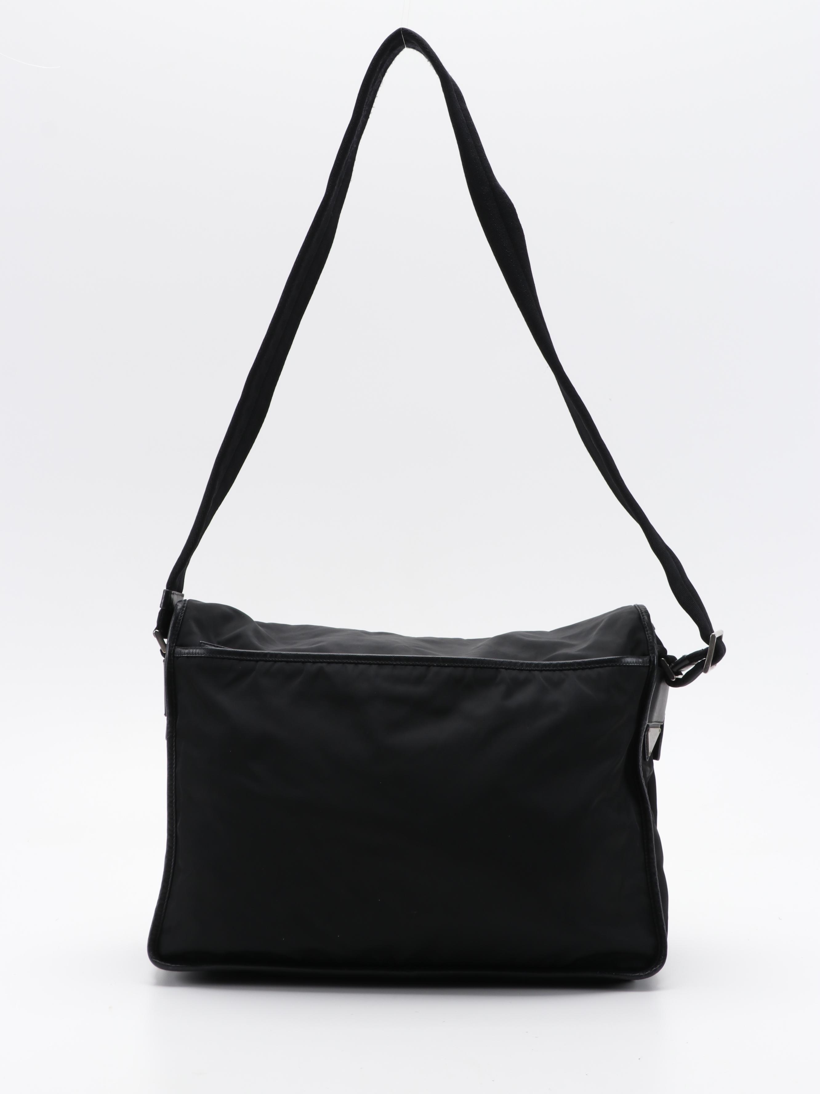 Prada Messenger Bag in Black Nylon with Saffiano Leather Trim