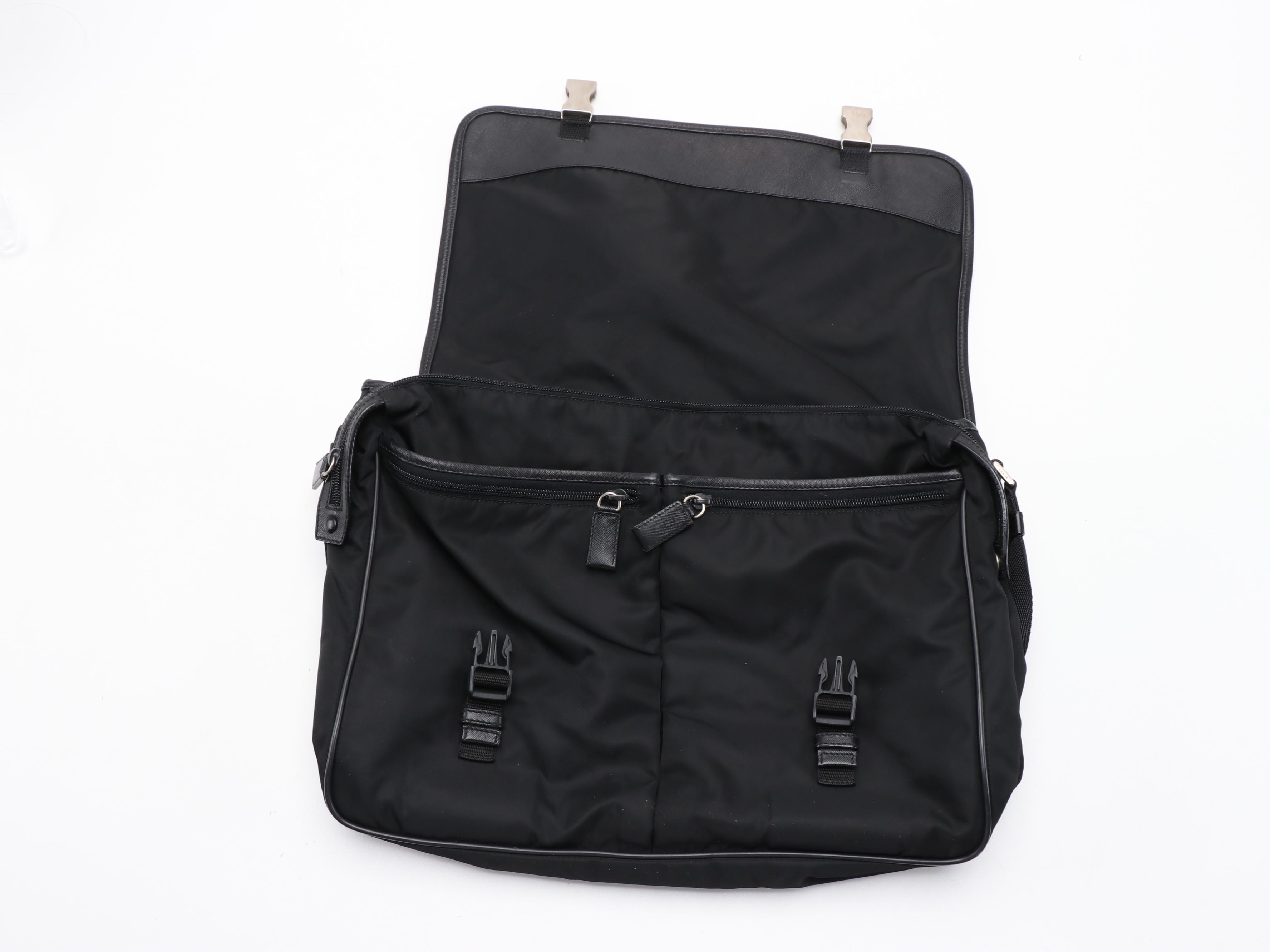 Prada Messenger Bag in Black Nylon with Saffiano Leather Trim