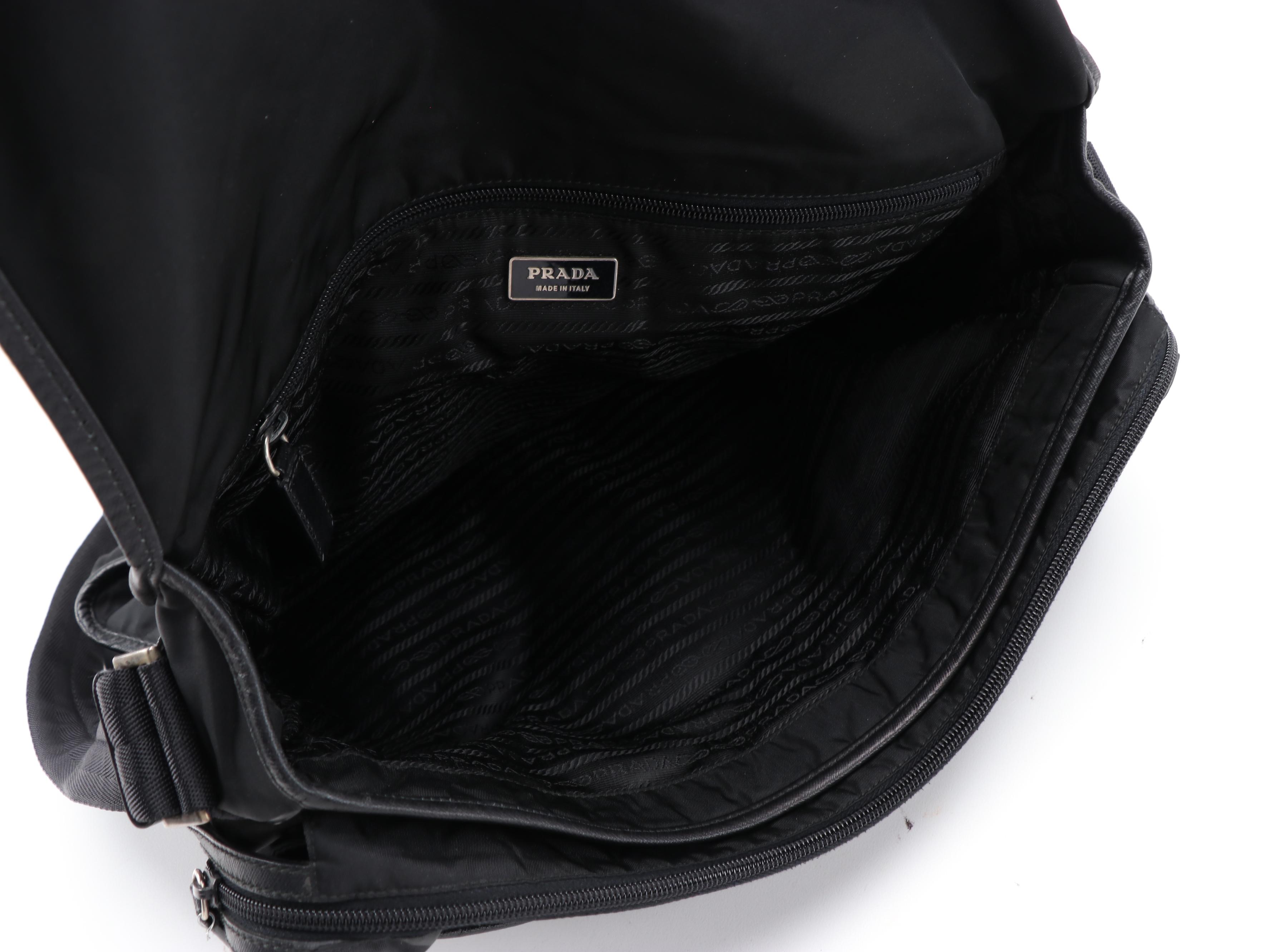 Prada Messenger Bag in Black Nylon with Saffiano Leather Trim