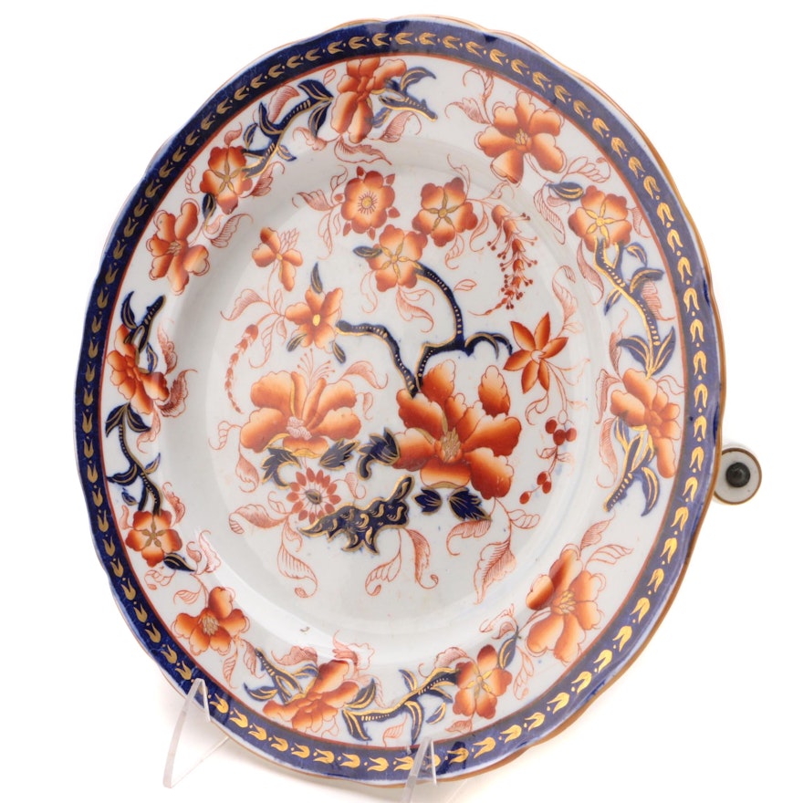 English Imari Ceramic Warming Plate, Mid to Late 19th Century