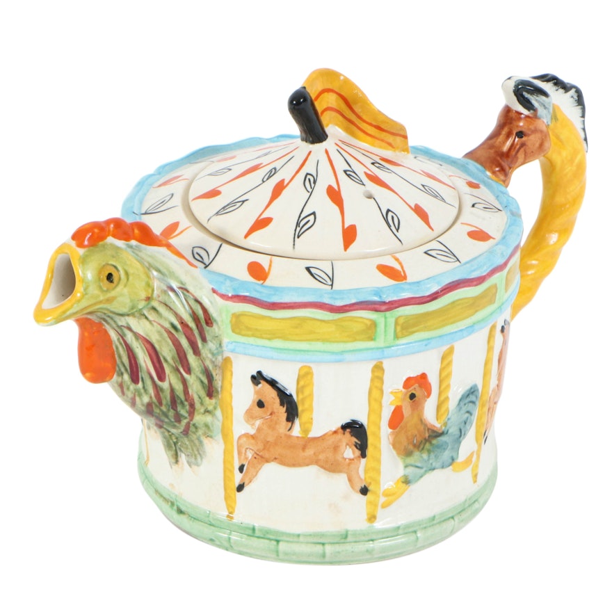 Melba Ware "Merry Go Round" Novelty Ceramic Teapot, Mid-20th Century