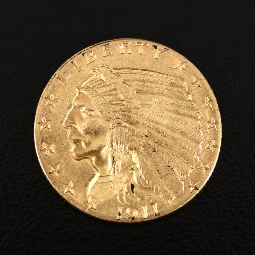 1911 Indian Head $2.50 Gold Quarter Eagle
