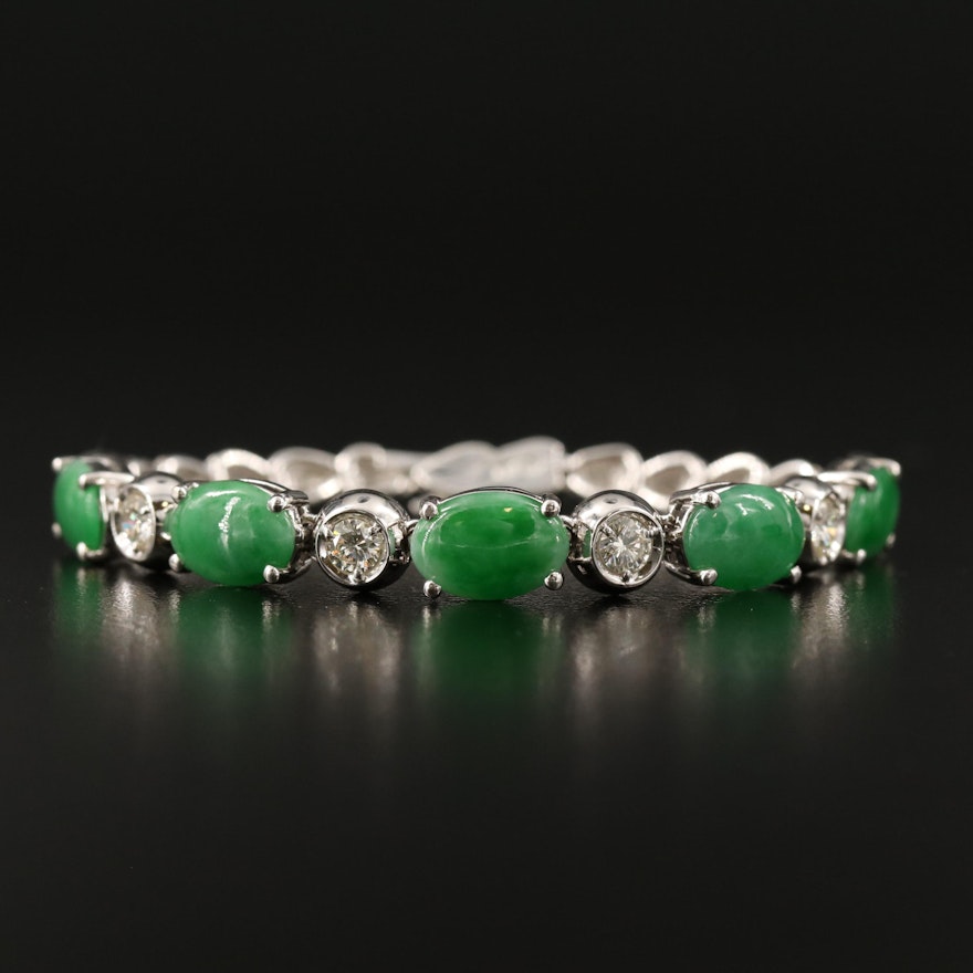 18K Jadeite and 1.02 CTW Diamond Bracelet