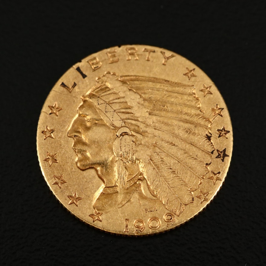 1909 Indian Head $2.50 Gold Quarter Eagle