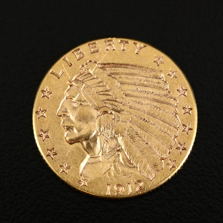 1912 Indian Head $2.50 Gold Quarter Eagle