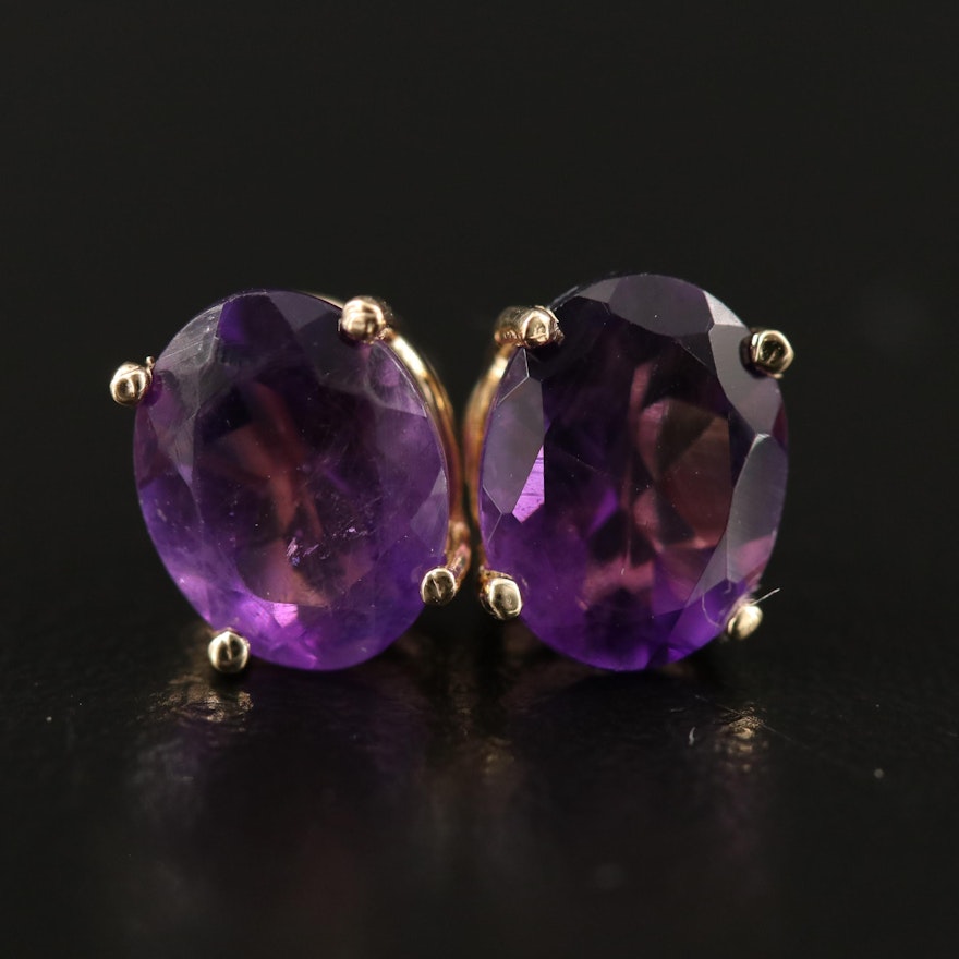 14K Amethyst Stud Earrings