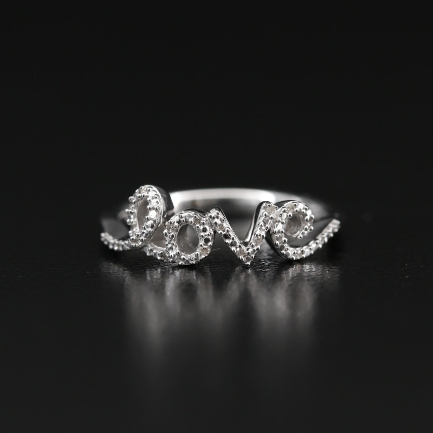 Sterling Silver Diamond "love" Ring