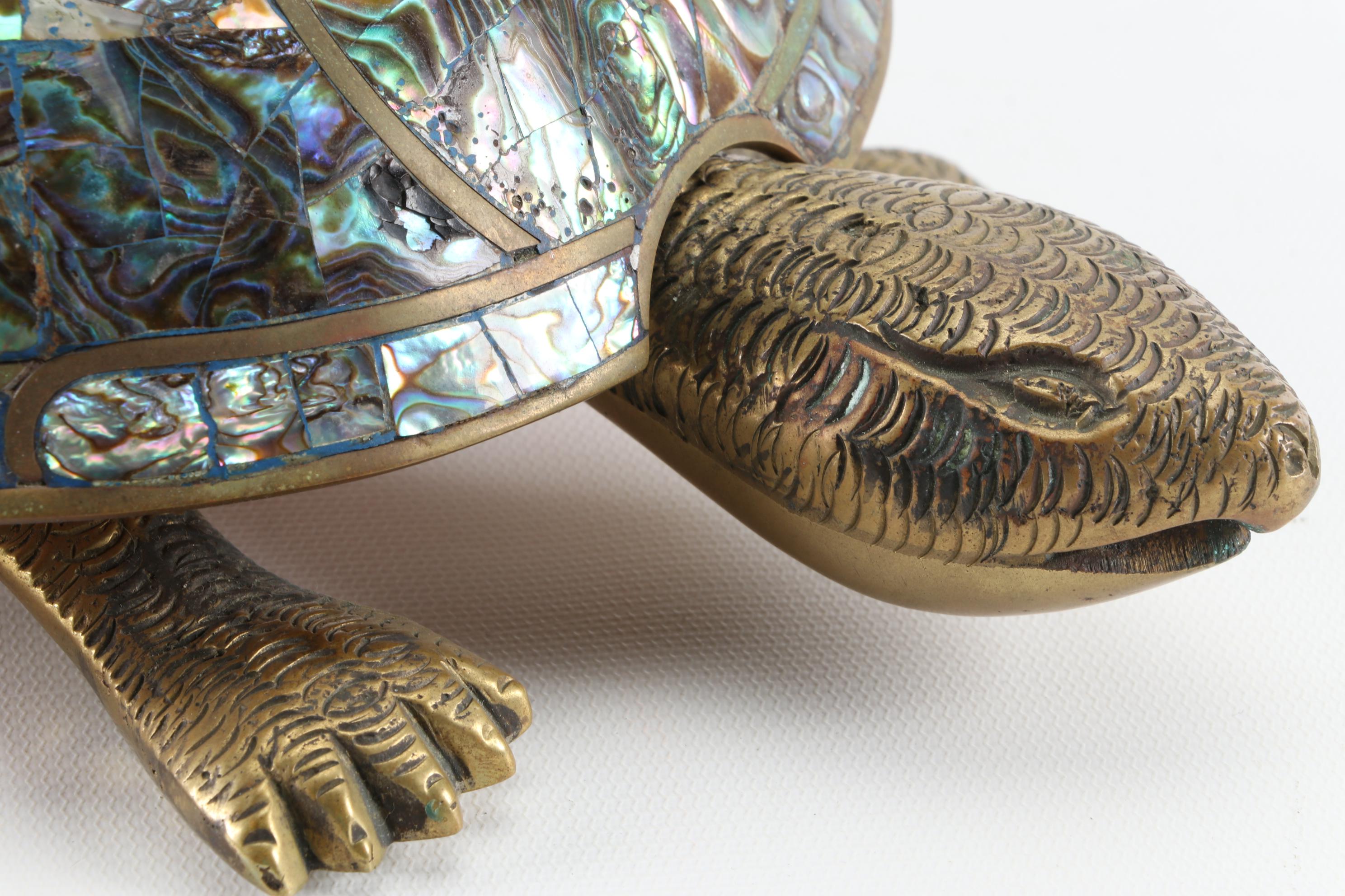 Mexican Tlaquepaque FCS Copper and Abalone Turtle Serving Dish