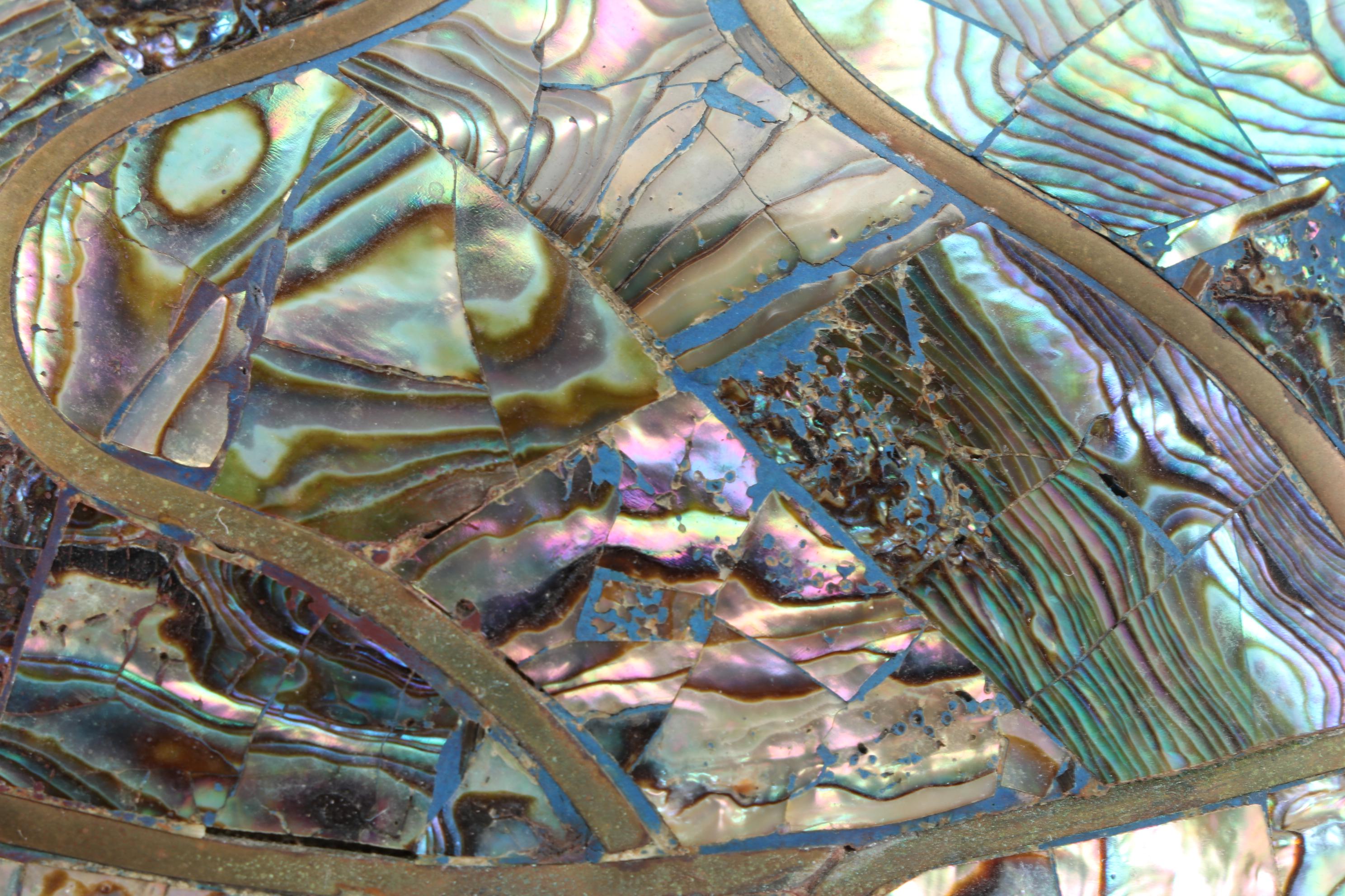 Mexican Tlaquepaque FCS Copper and Abalone Turtle Serving Dish