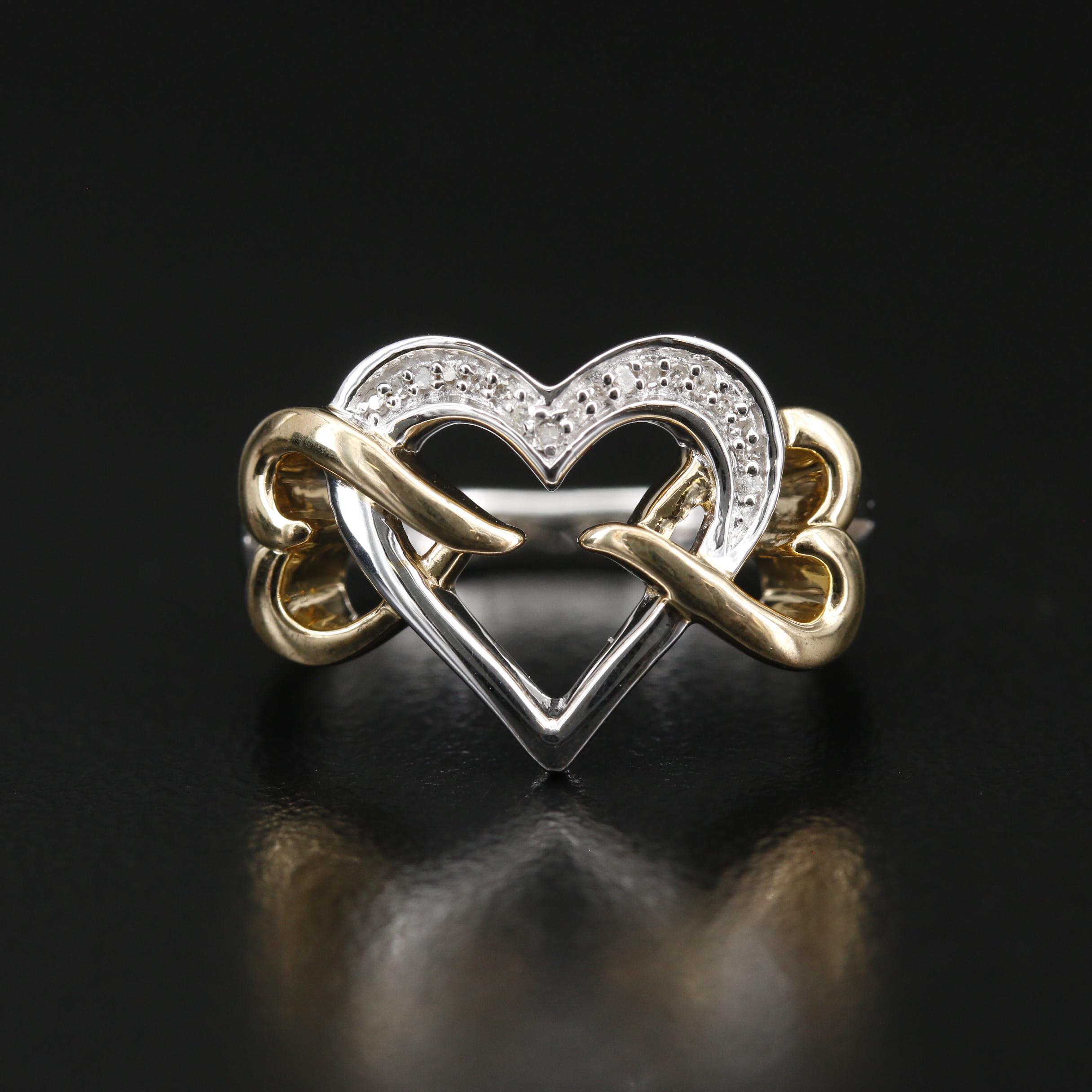 Sterling Silver Triple Interlocking Heart Ring