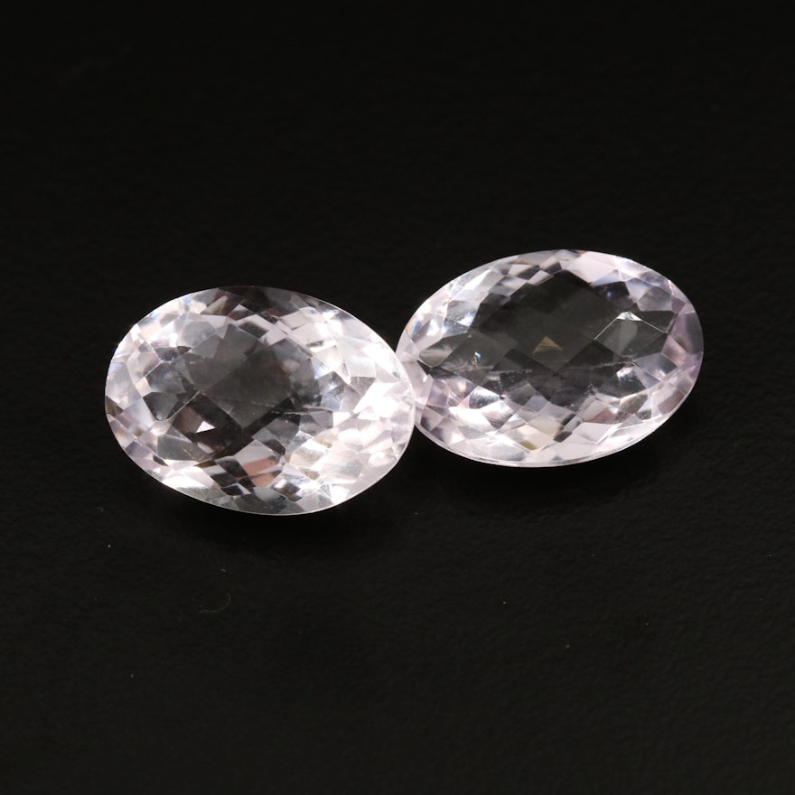 Matching Pair of Loose 22.15 CTW Oval Shaped Amethysts