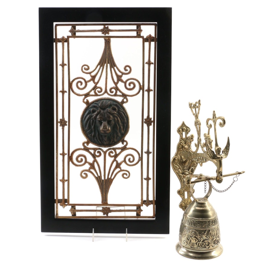 Brass Wall Mounted Monastery Bell with Neoclassical Style Wall Metal Hanging