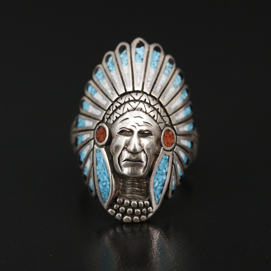 Southwestern Style Sterling Silver Chieftain Ring