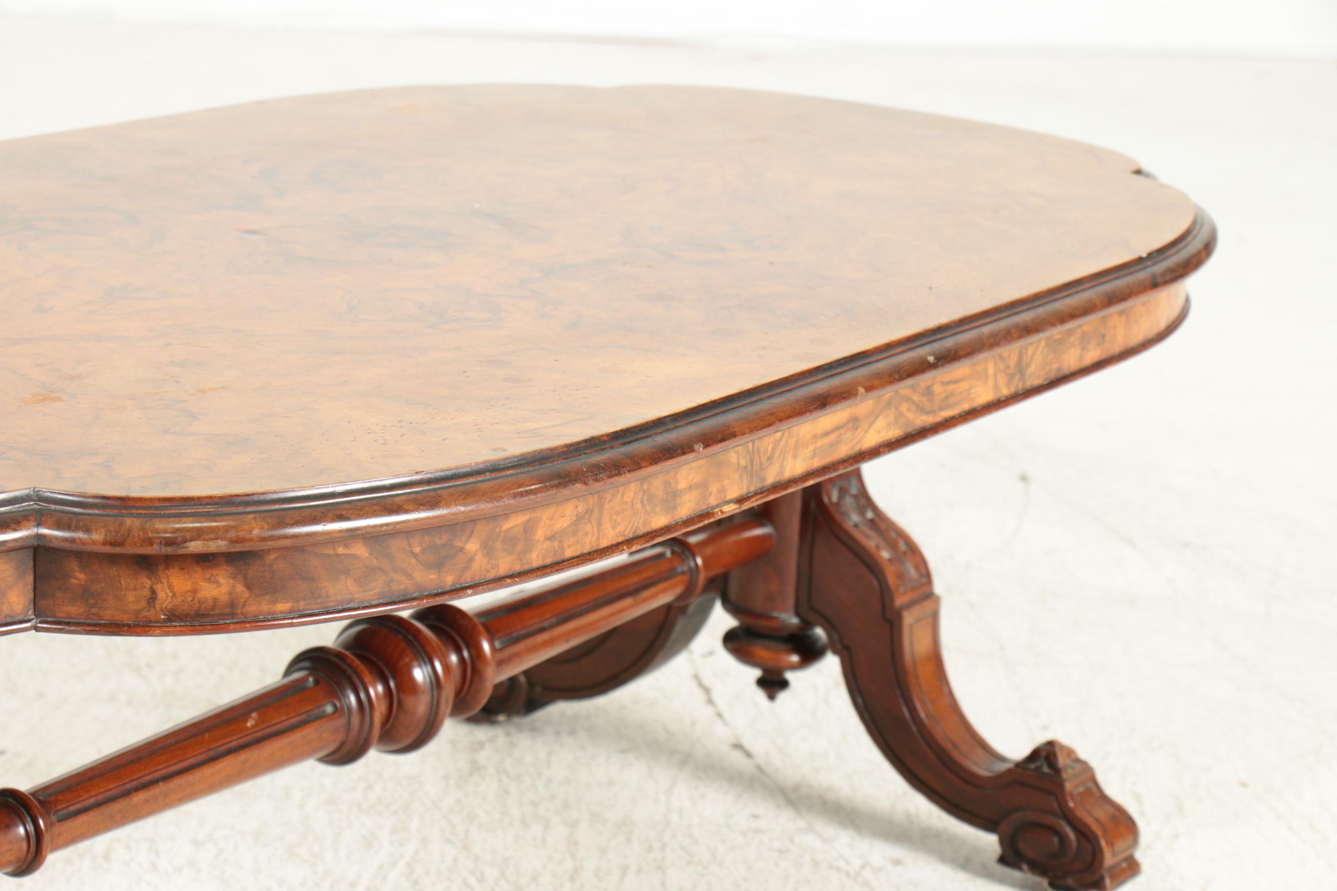 Victorian Walnut and Circassian Walnut Coffee Table