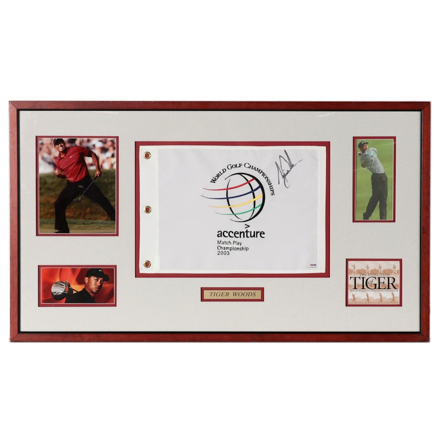 2003 Tiger Woods Signed "Accenture Match Play Championship" Pin Flag, PSA/DNA