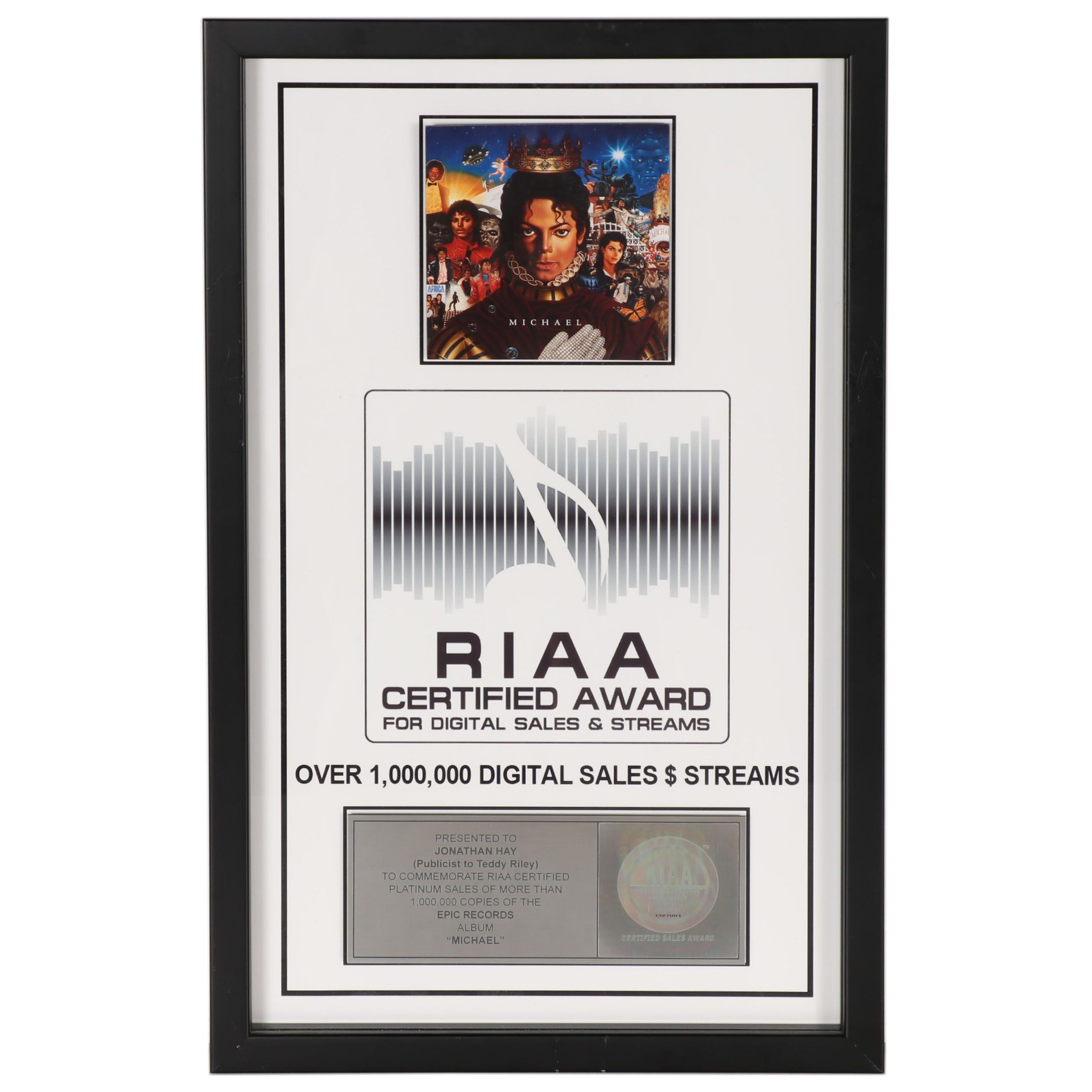 RIAA Platinum Album Award, Jonathan Hay, Publicist Michael Jackson Digital Sales