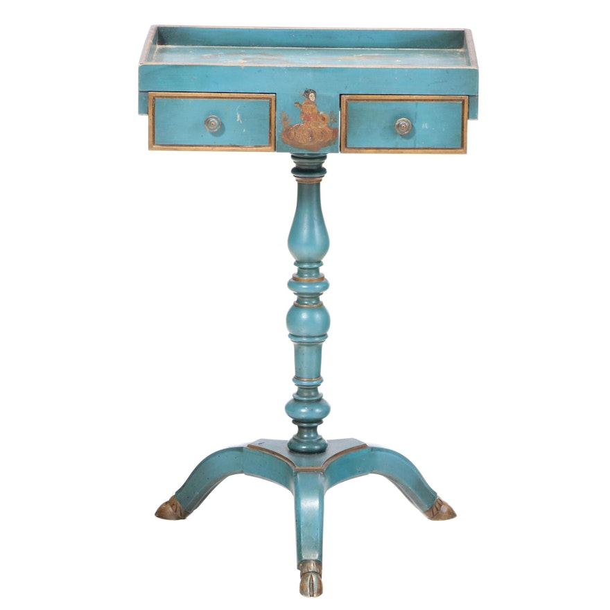 Painted, Parcel-Gilt, and Chinoiserie-Decorated Tripod Side Table, 20th Century