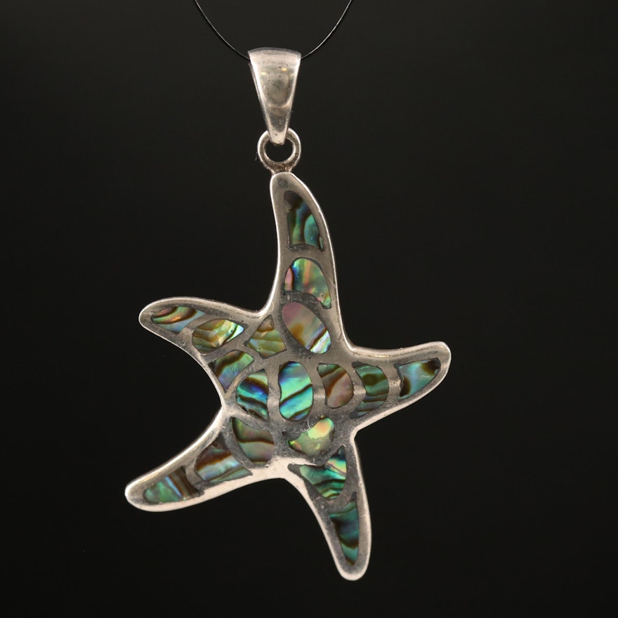 Sterling Silver Abalone Inlay Star Pendant