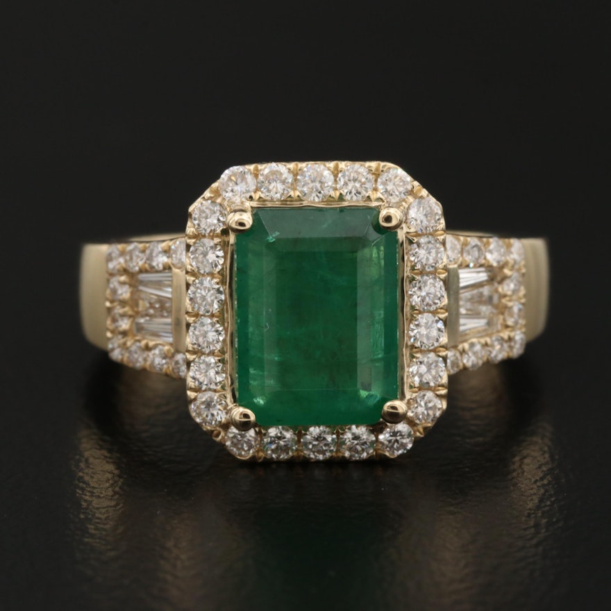 14K 2.22 CT Emerald and Diamond Ring