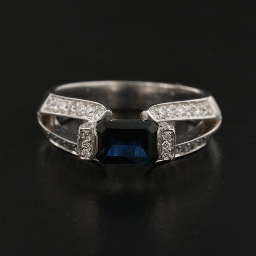 14K 1.03 CT Sapphire and Diamond Ring