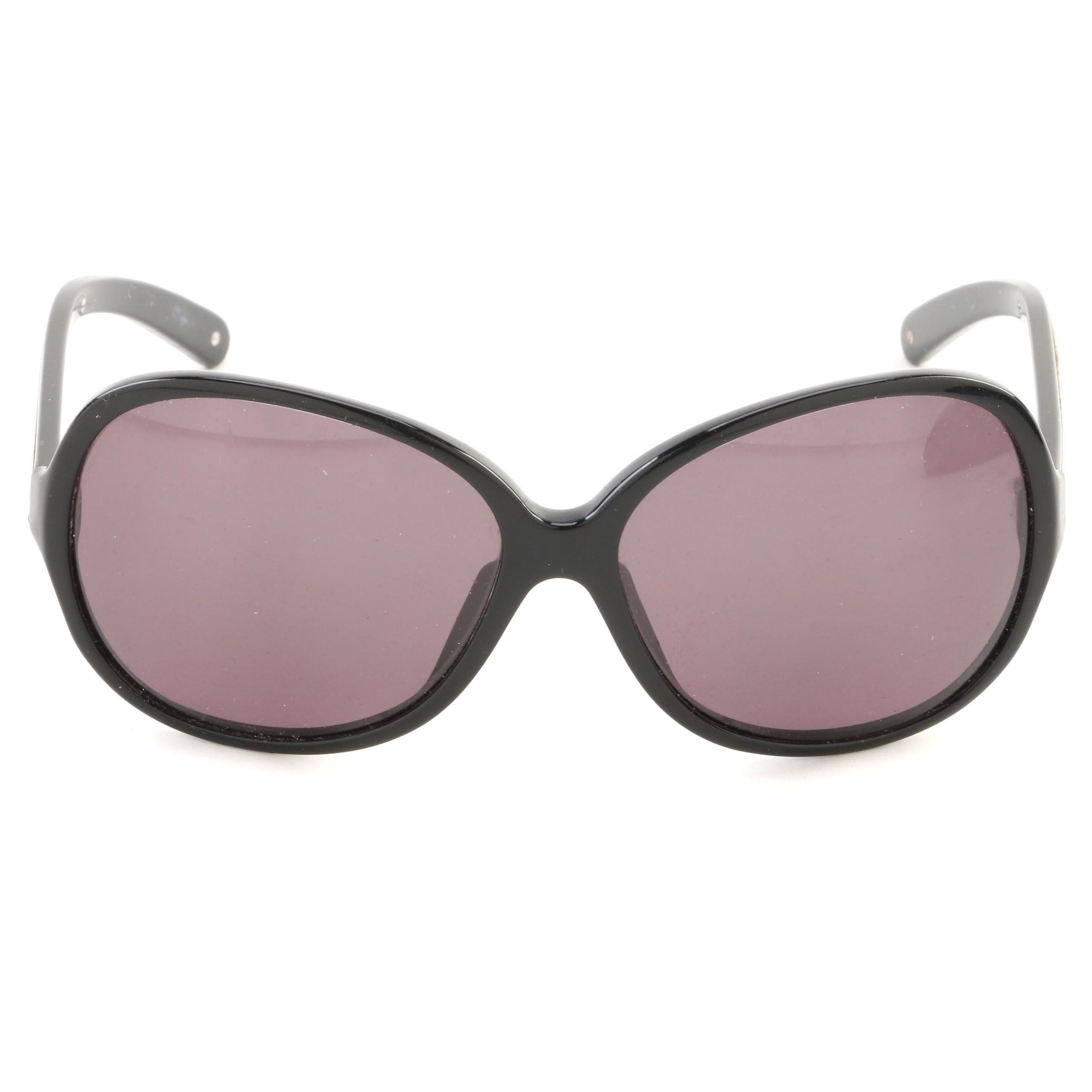 Prada SPR 19I Black Framed Round Sunglasses with Case