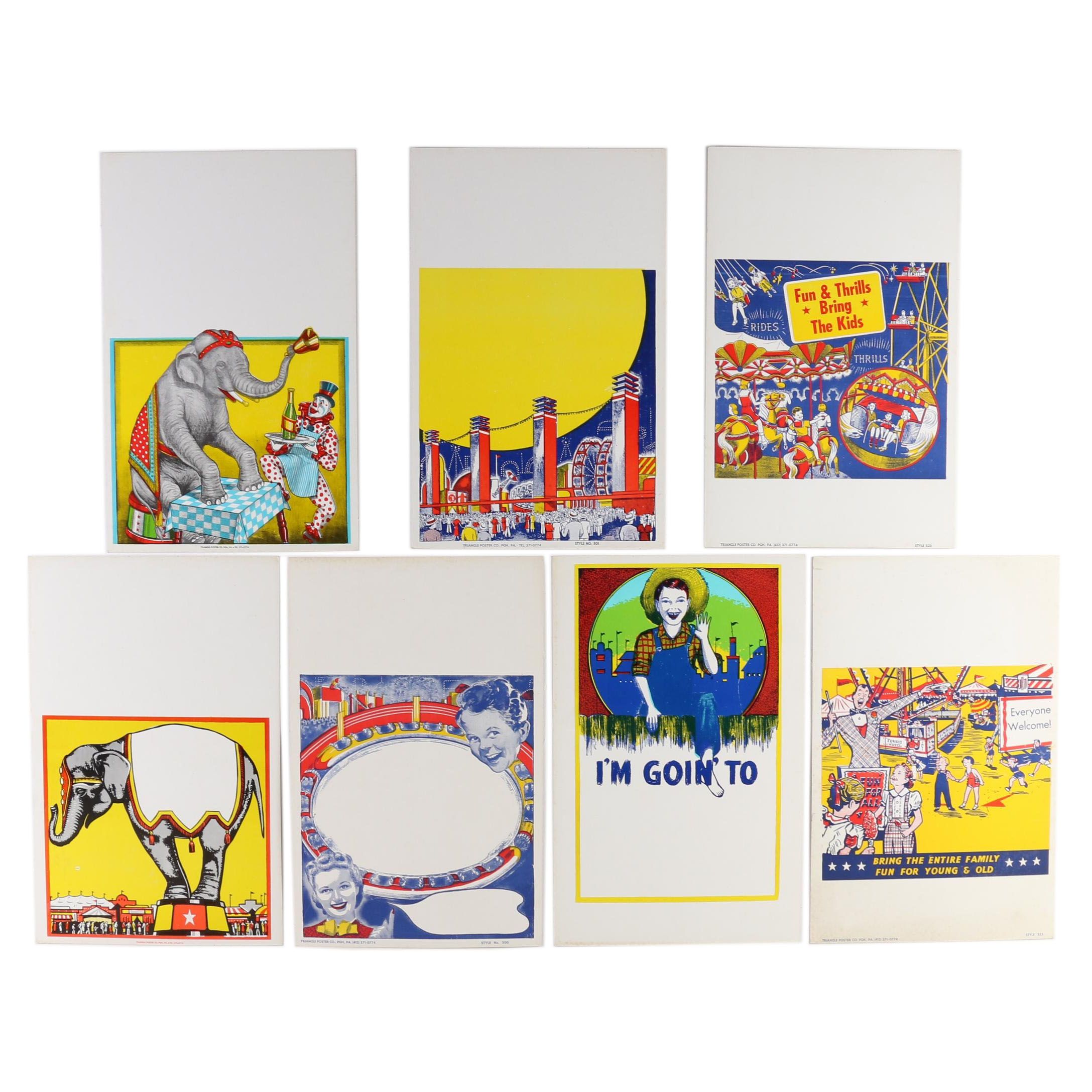 Triangle Poster Co. Serigraph Circus and Fair Advertisements, 1950s