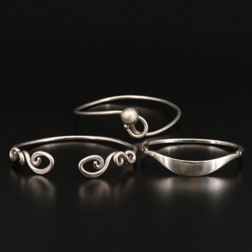 Selection of Sterling Silver Bangle Bracelets