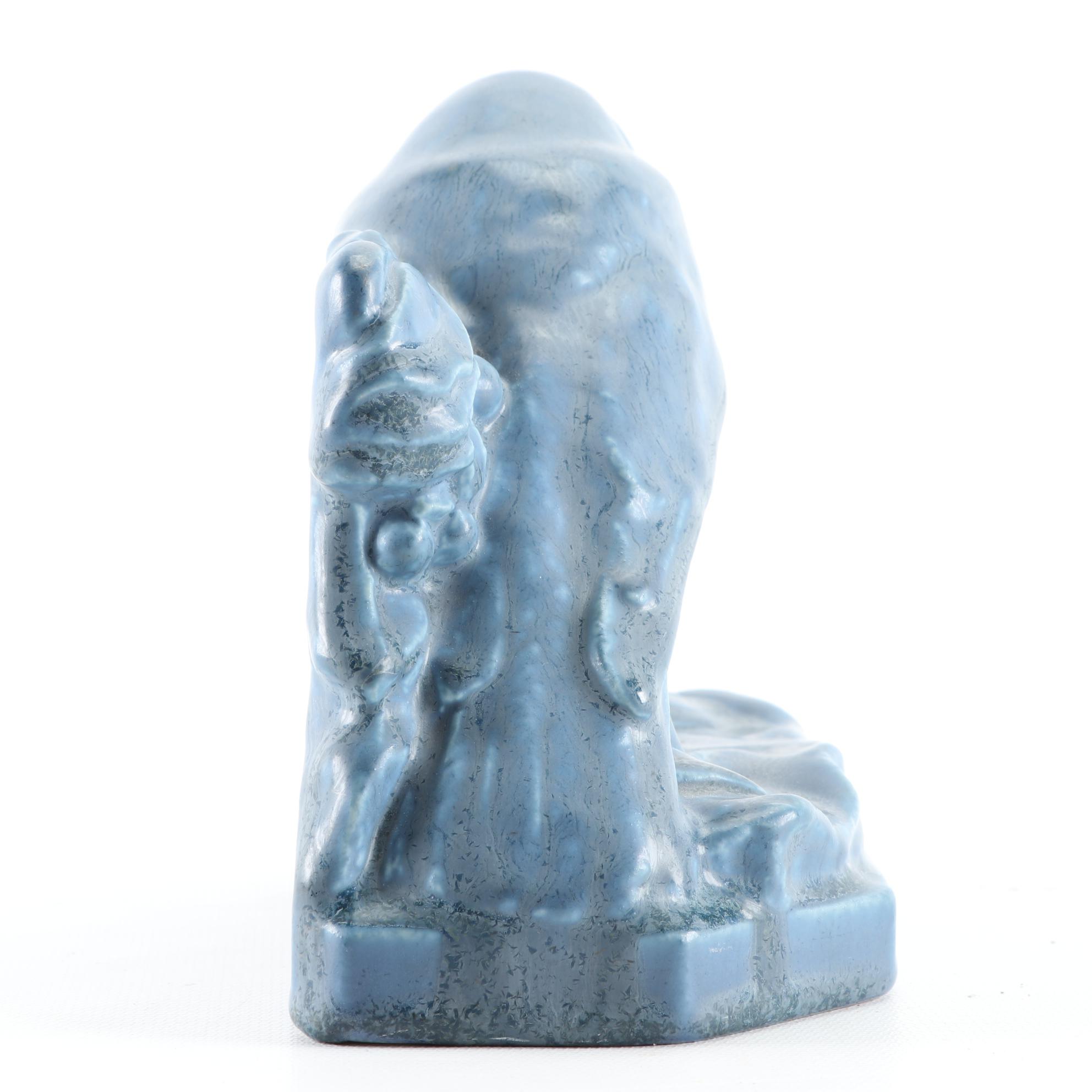 Rookwood Pottery Rook Matte Blue Bookend Designed by William McDonald, 1934