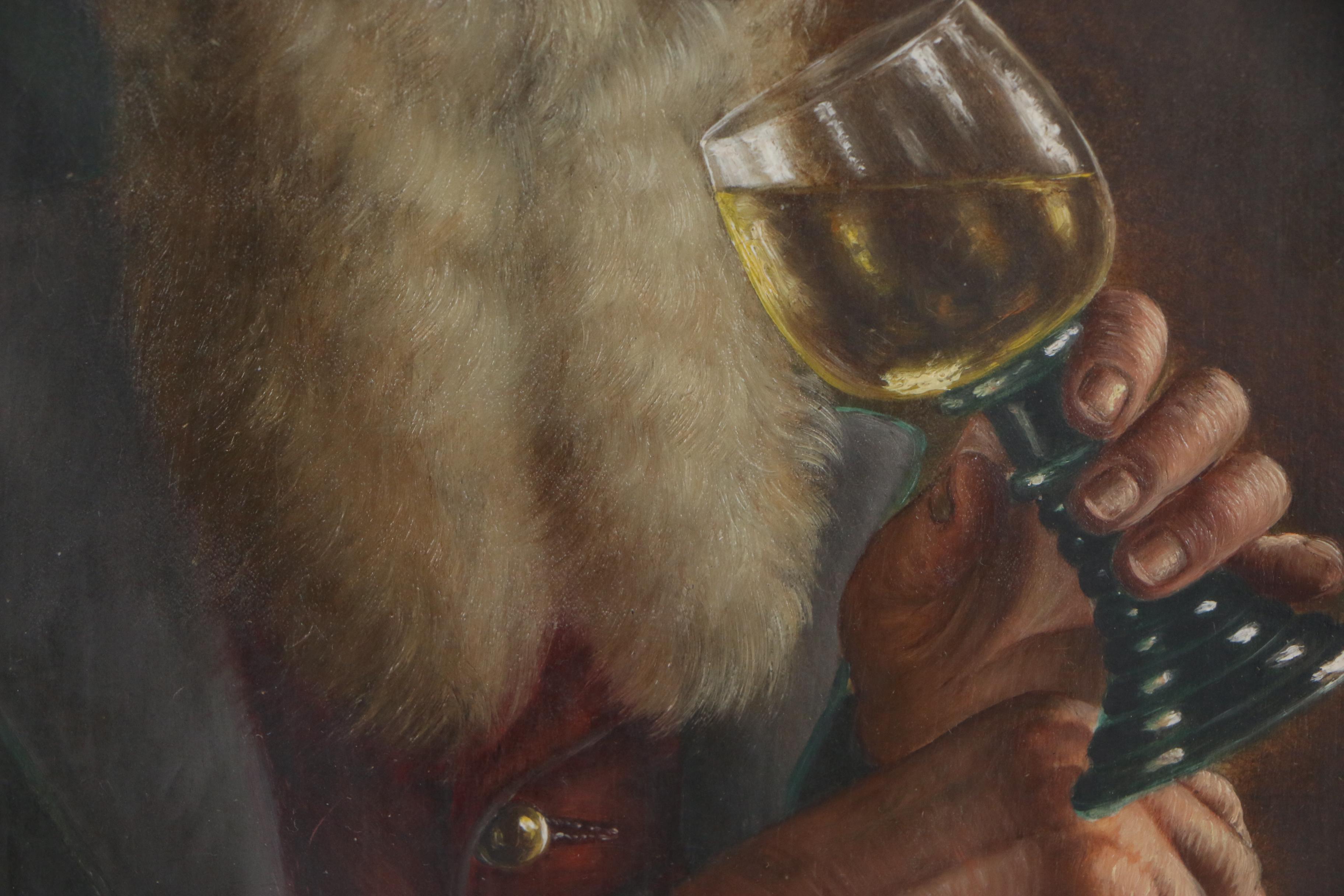 Walter Roessler Oil Portrait Painting of Imbibing German Gentleman