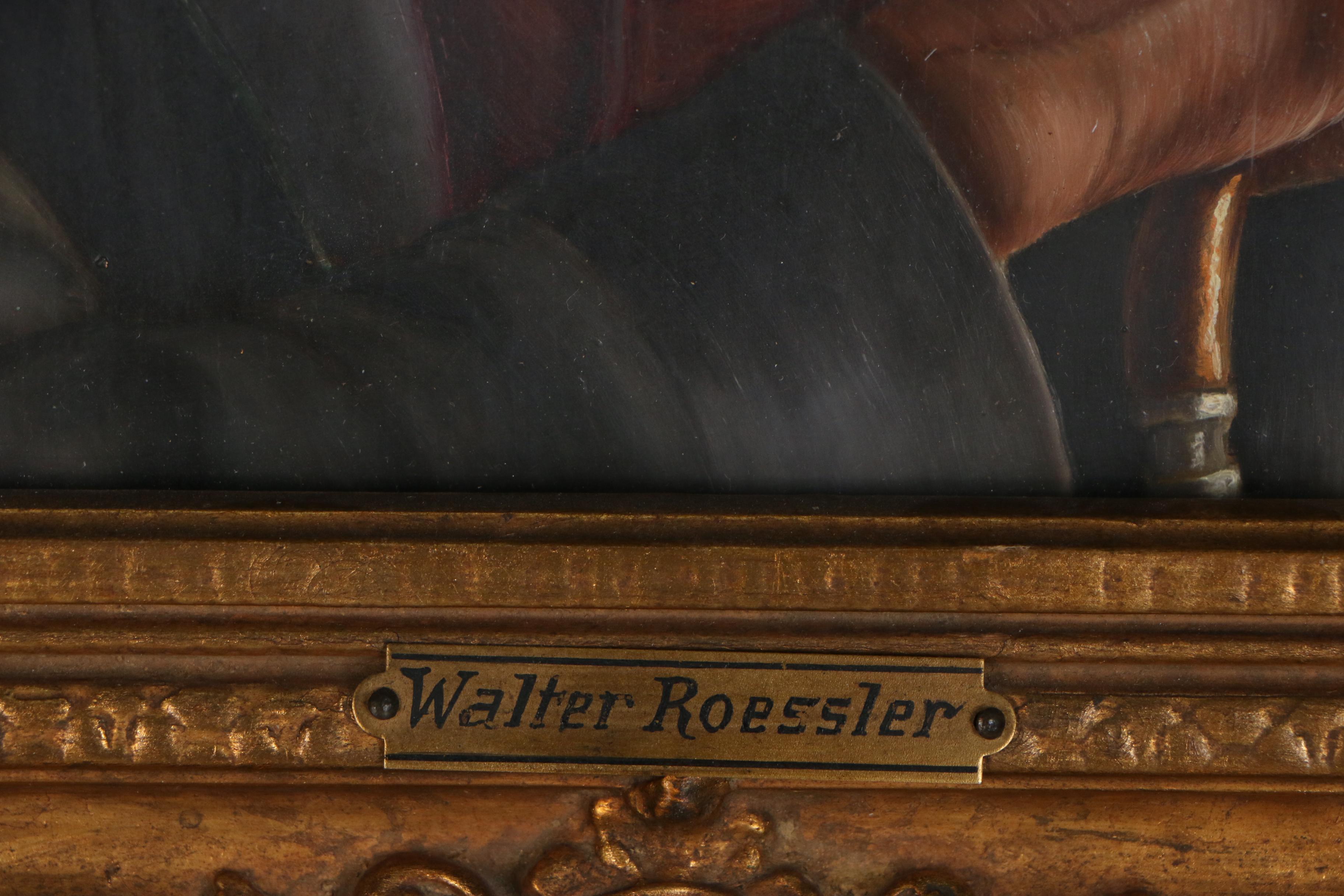 Walter Roessler Oil Portrait Painting of Imbibing German Gentleman