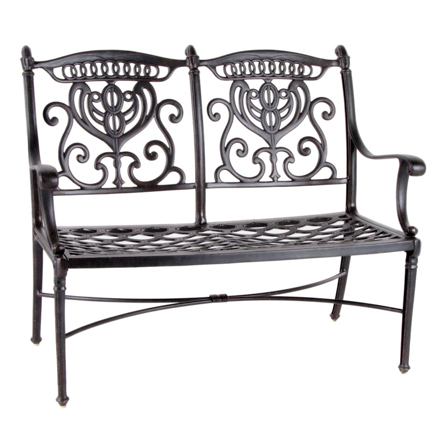 Contemporary Cast Metal Patio Love Seat