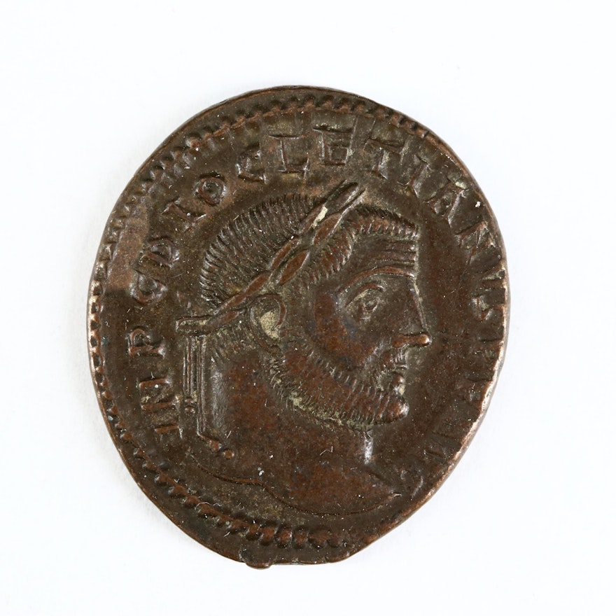 Ancient Roman Imperial AE Follis Coin of Diocletian, ca. 300 A.D.