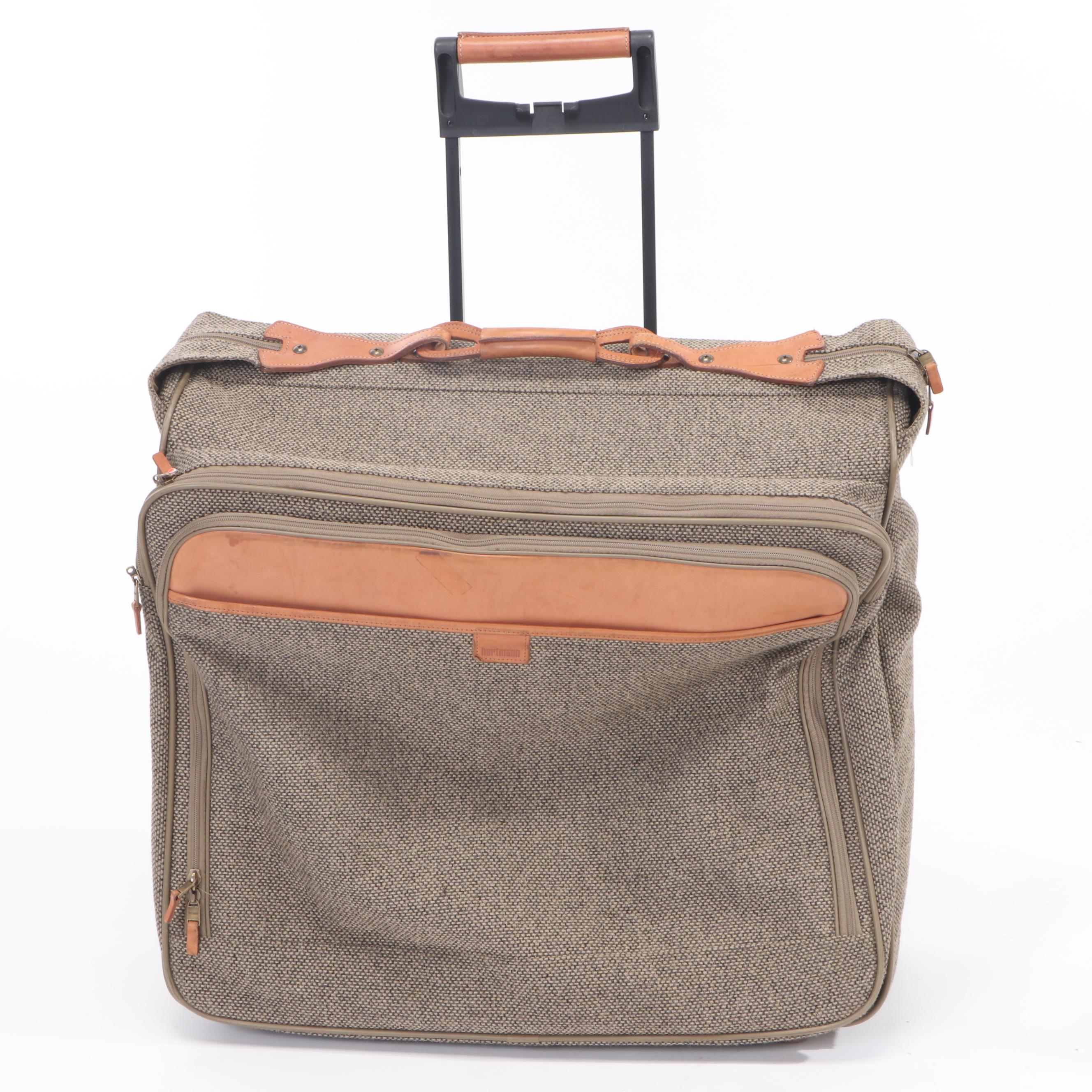 Hartmann Tweed and Leather Five-Piece Travel Luggage Set
