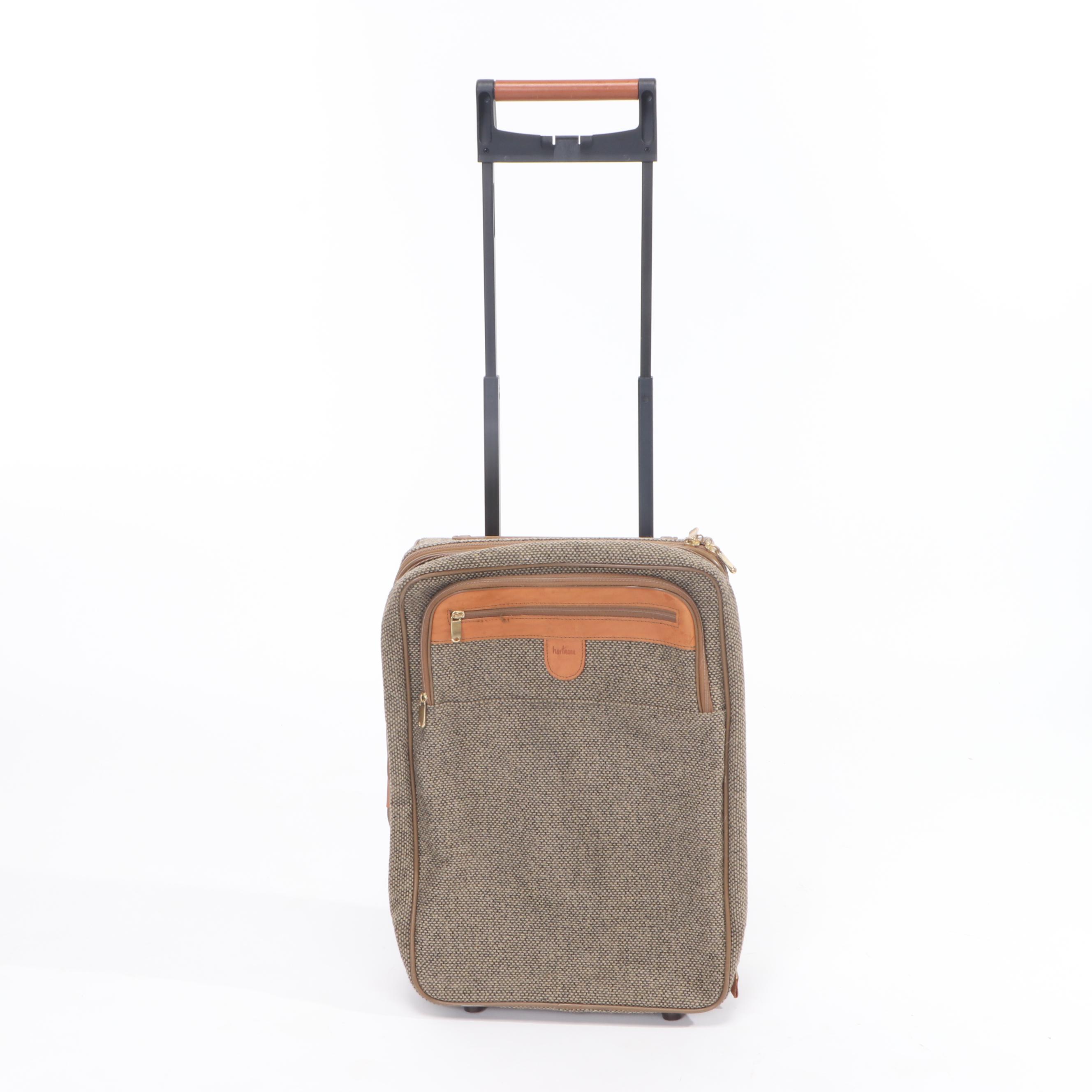 Hartmann Tweed and Leather Five-Piece Travel Luggage Set